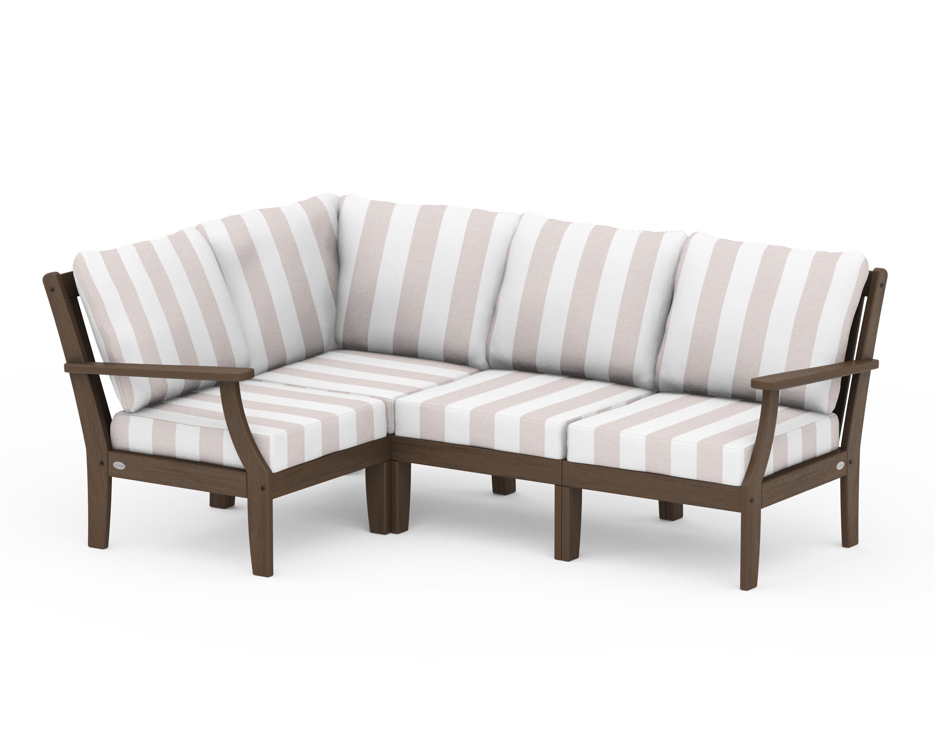 Braxton Modular 4-Piece Deep Seating Set in Kona / Cabana Stripe Dune Burlap