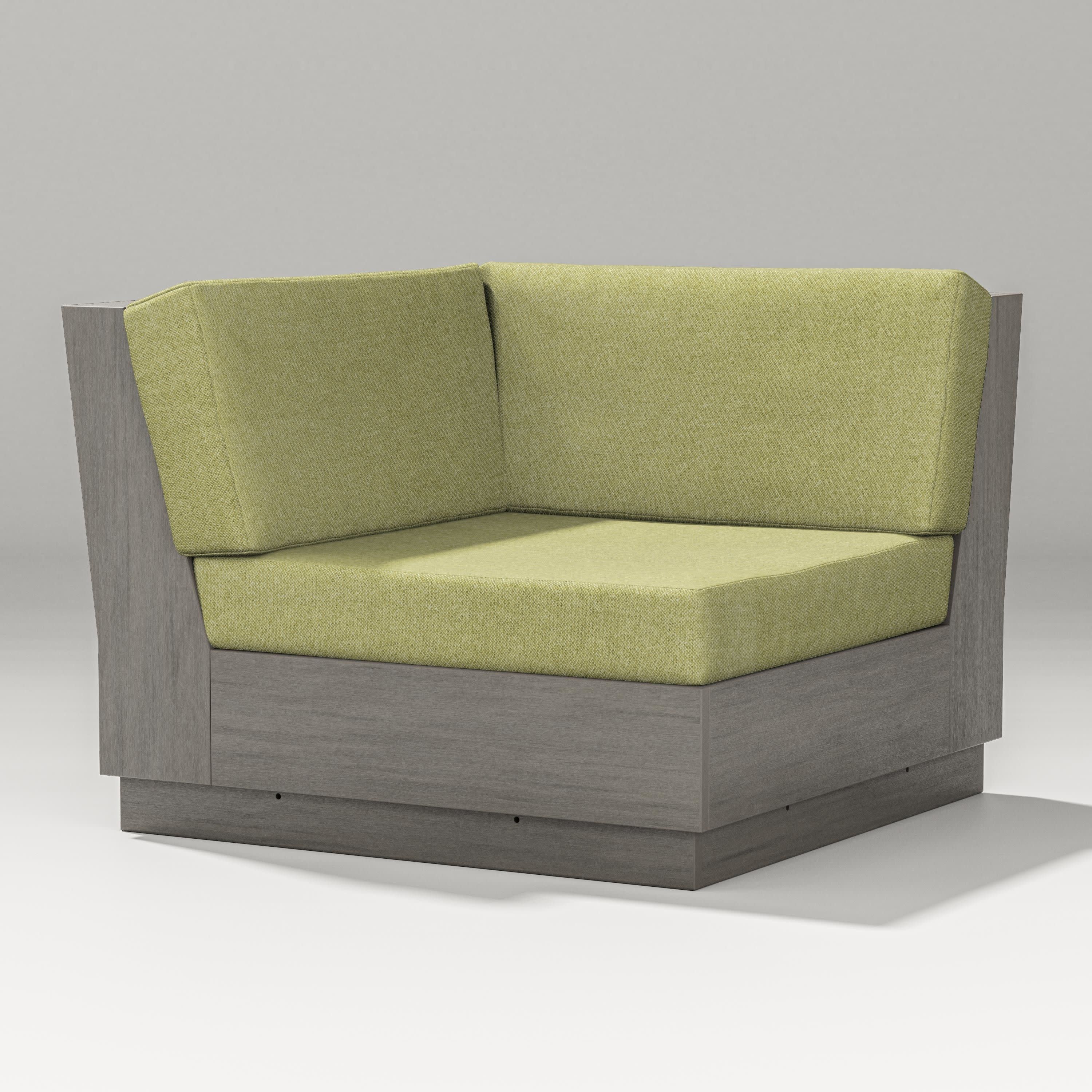 Elevate Modular Corner Chair in Driftwood / Chartreuse Boucle