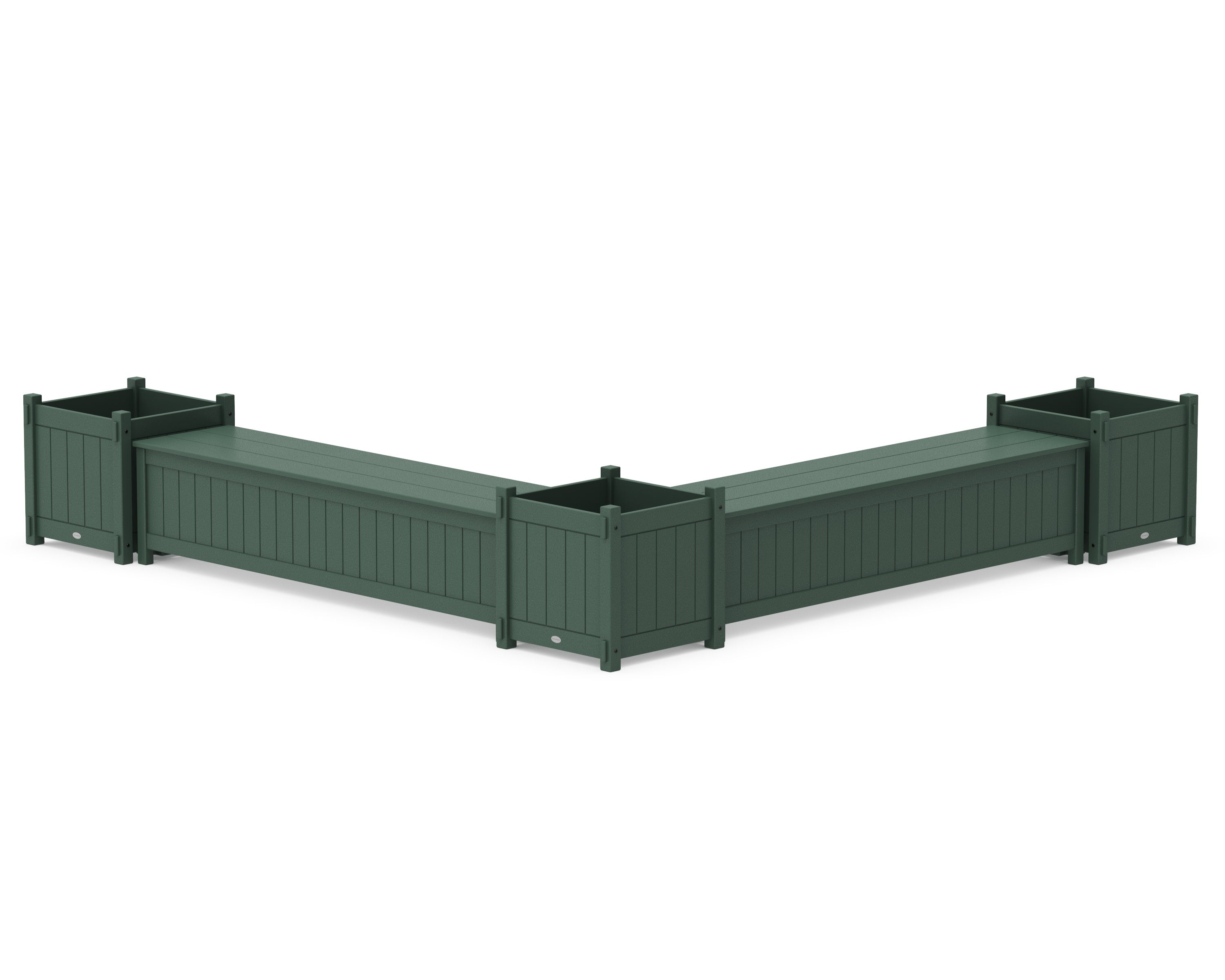 72" Vineyard L- Shaped Planter Storage Bench Corner Set- Large in Green