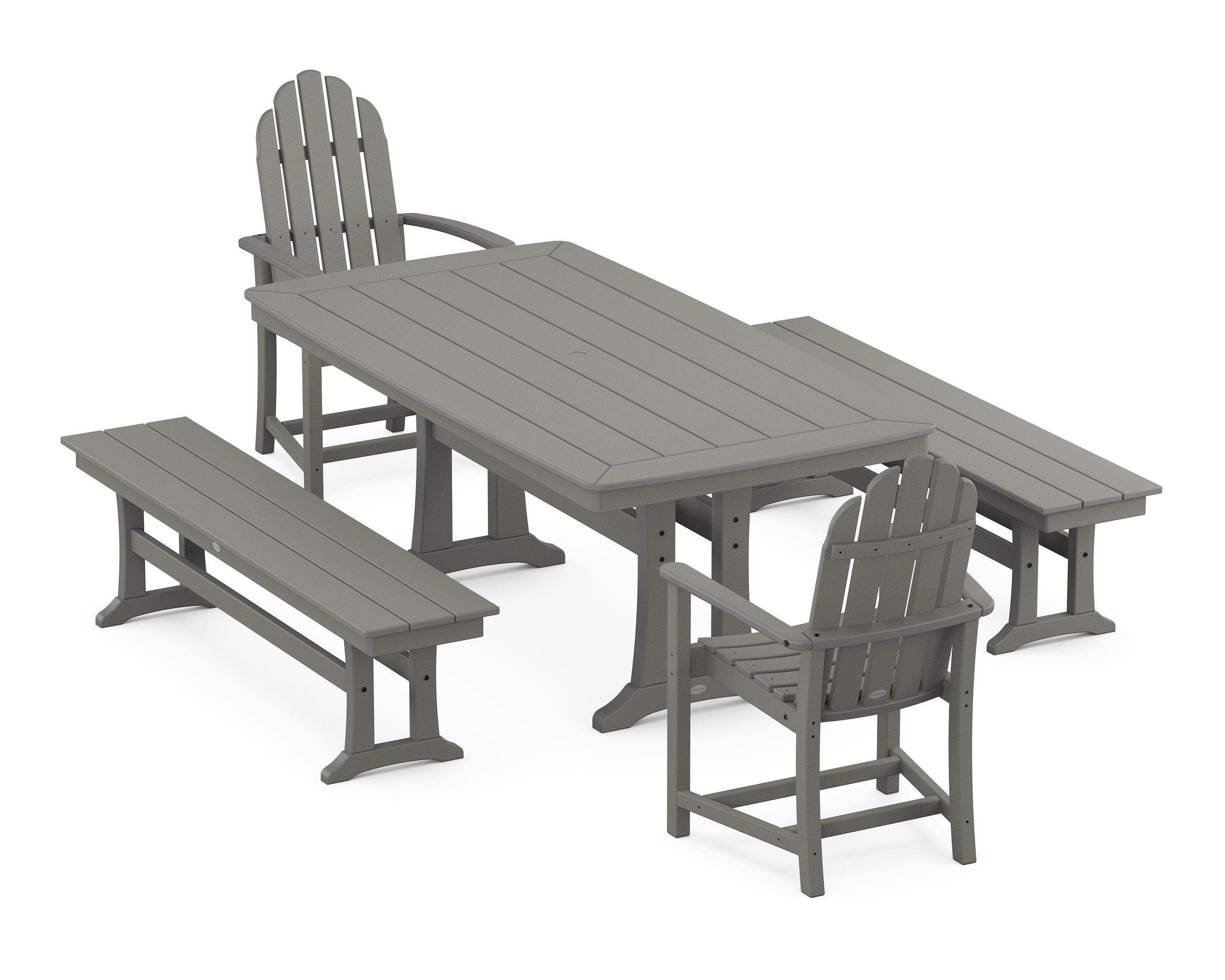 Classic Adirondack 5-Piece Dining Set with Trestle Legs in Slate Grey