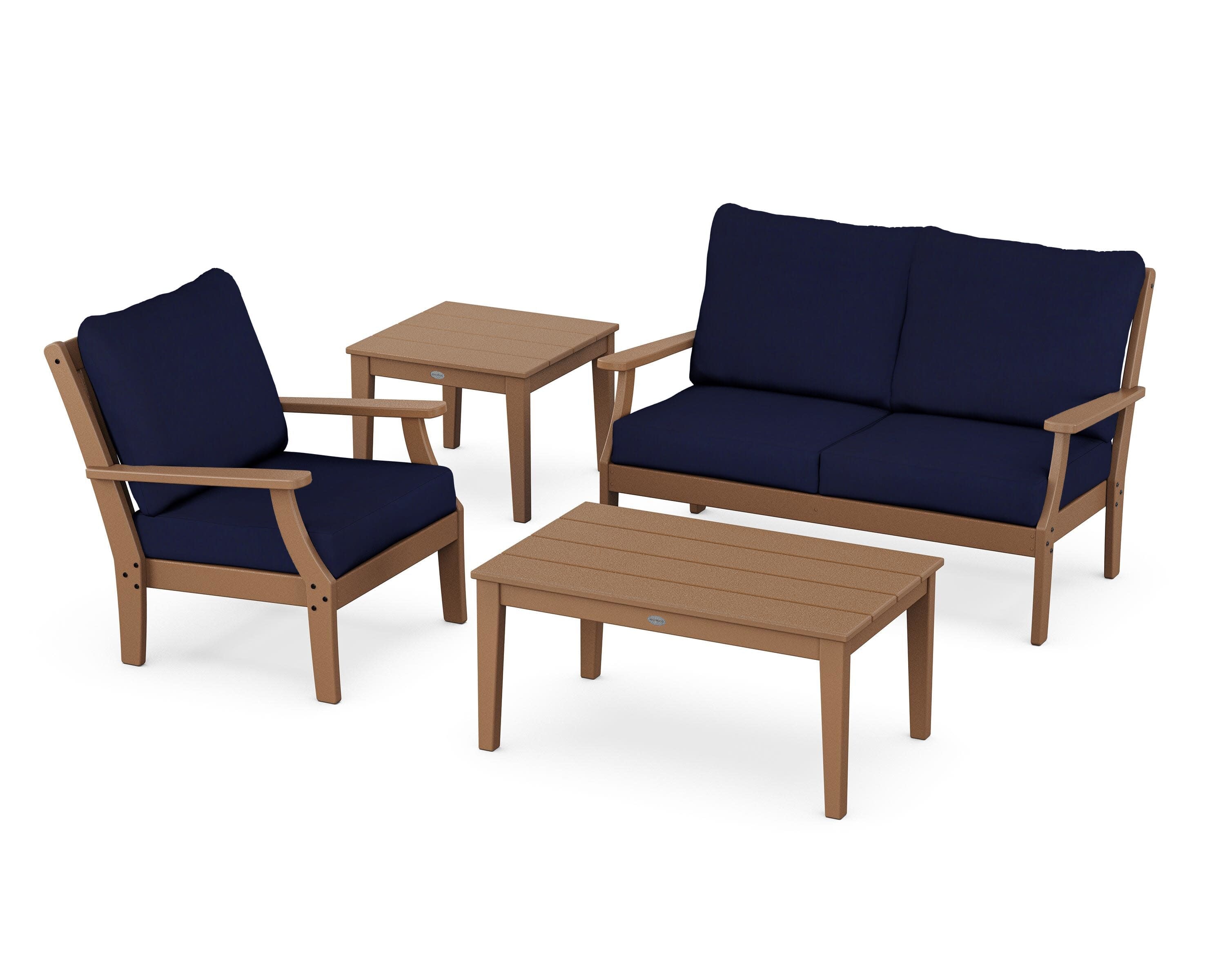 Braxton 4-Piece Deep Seating Set in Teak / Navy