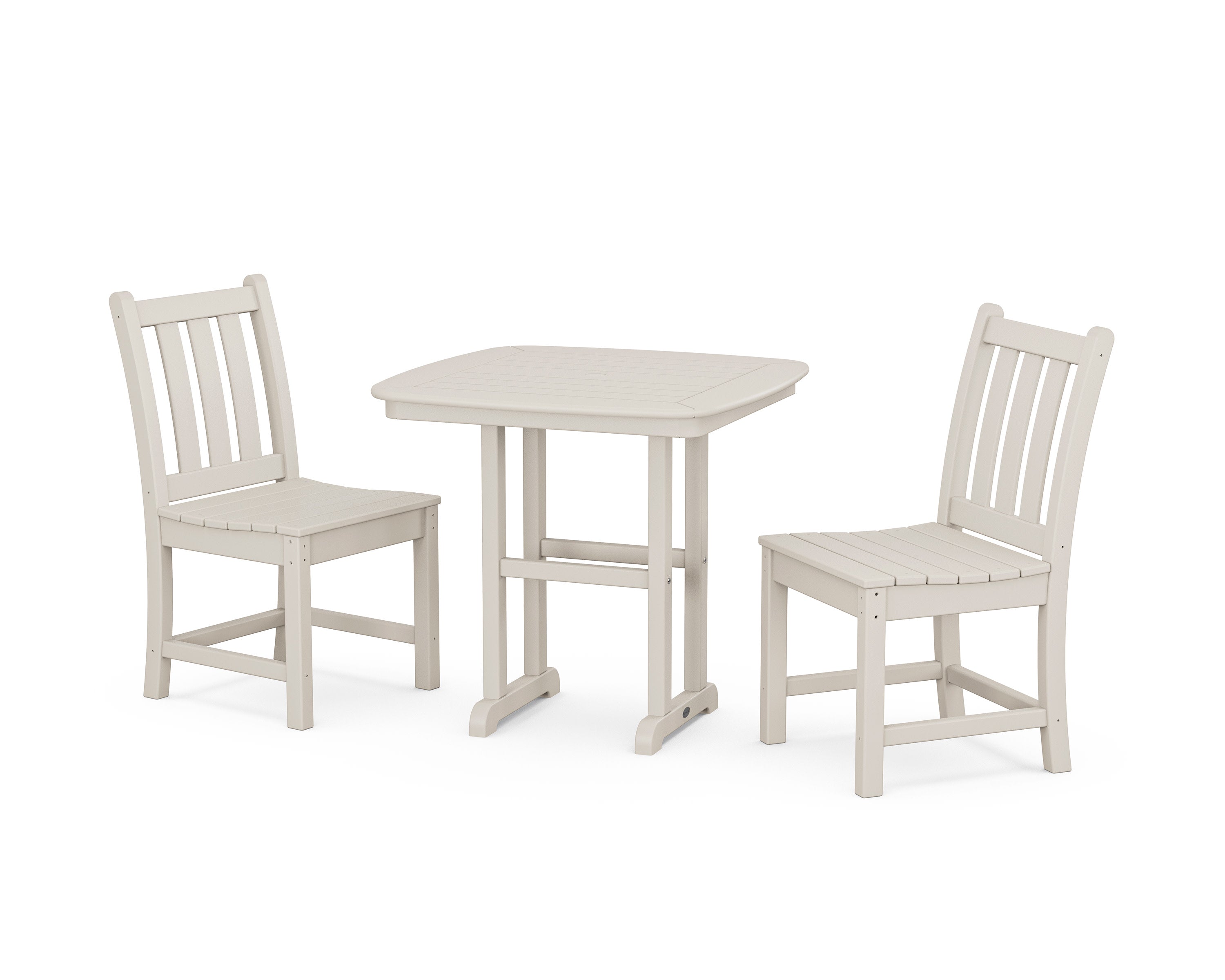 Traditional Garden Side Chair 3-Piece Dining Set in Sand