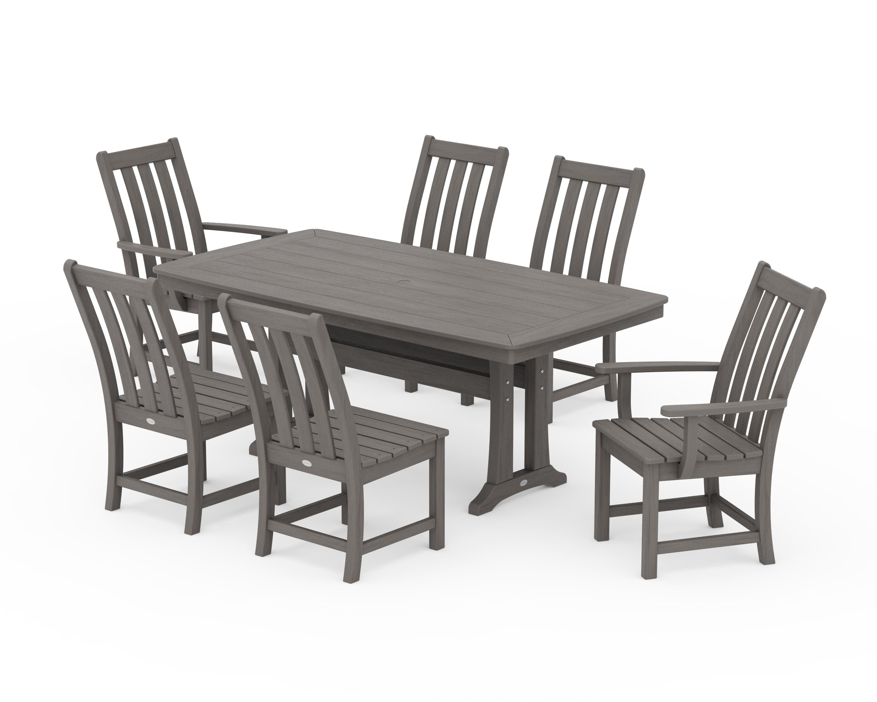 Vineyard 7-Piece Dining Set with Trestle Legs in Driftwood