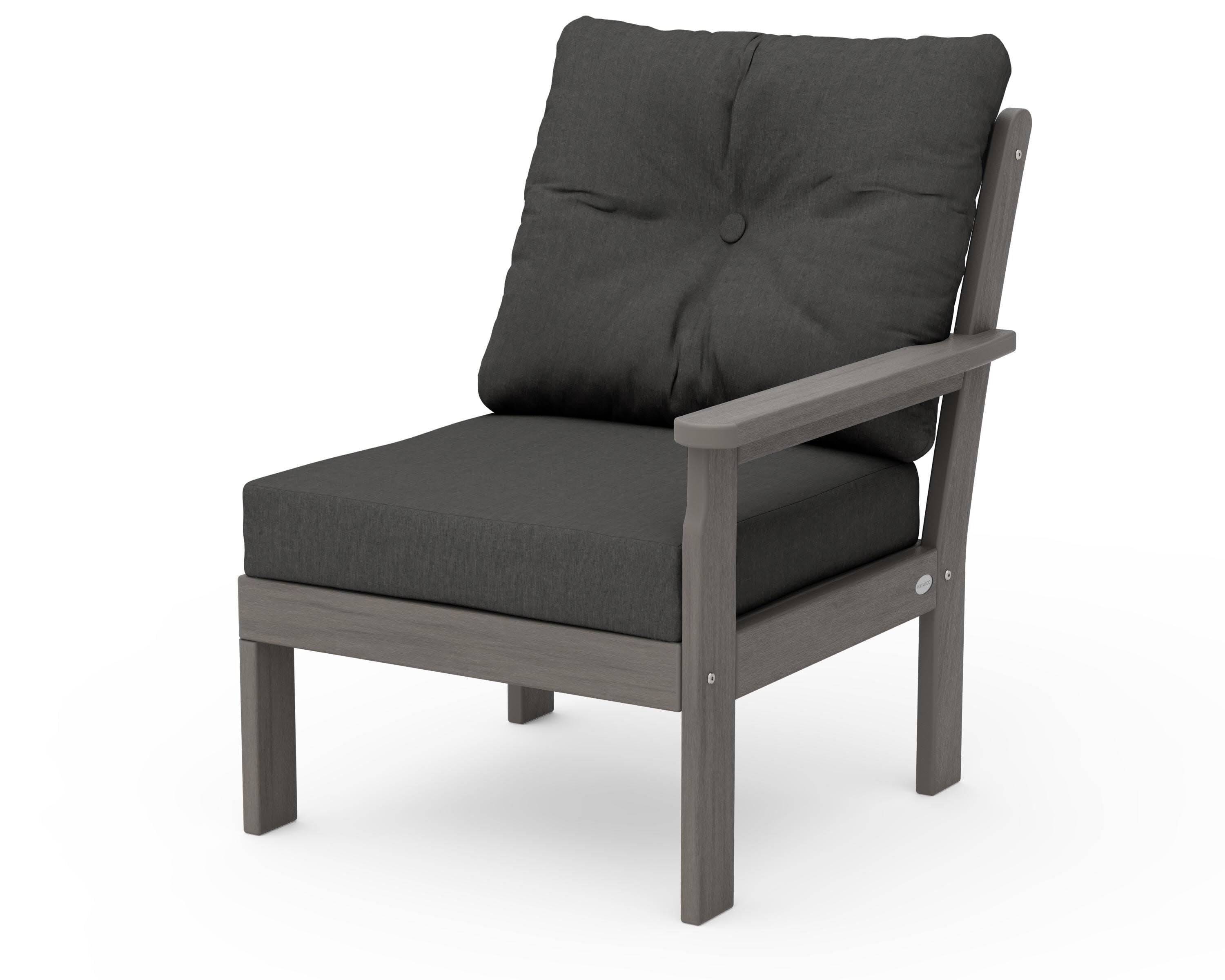 Vineyard Modular Right Arm Chair in Driftwood / Spectrum Carbon