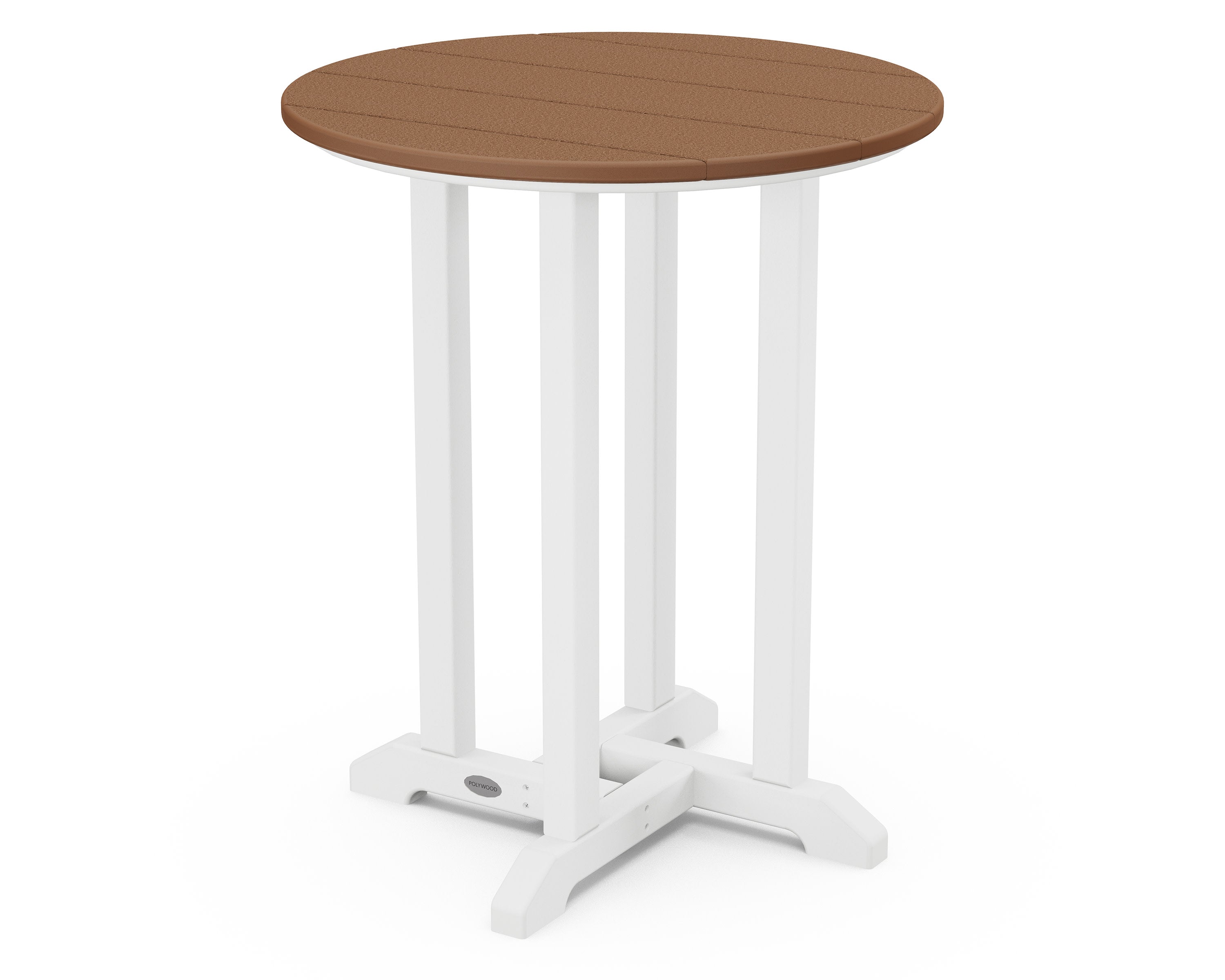 Contempo 24" Round Dining Table in White / Teak