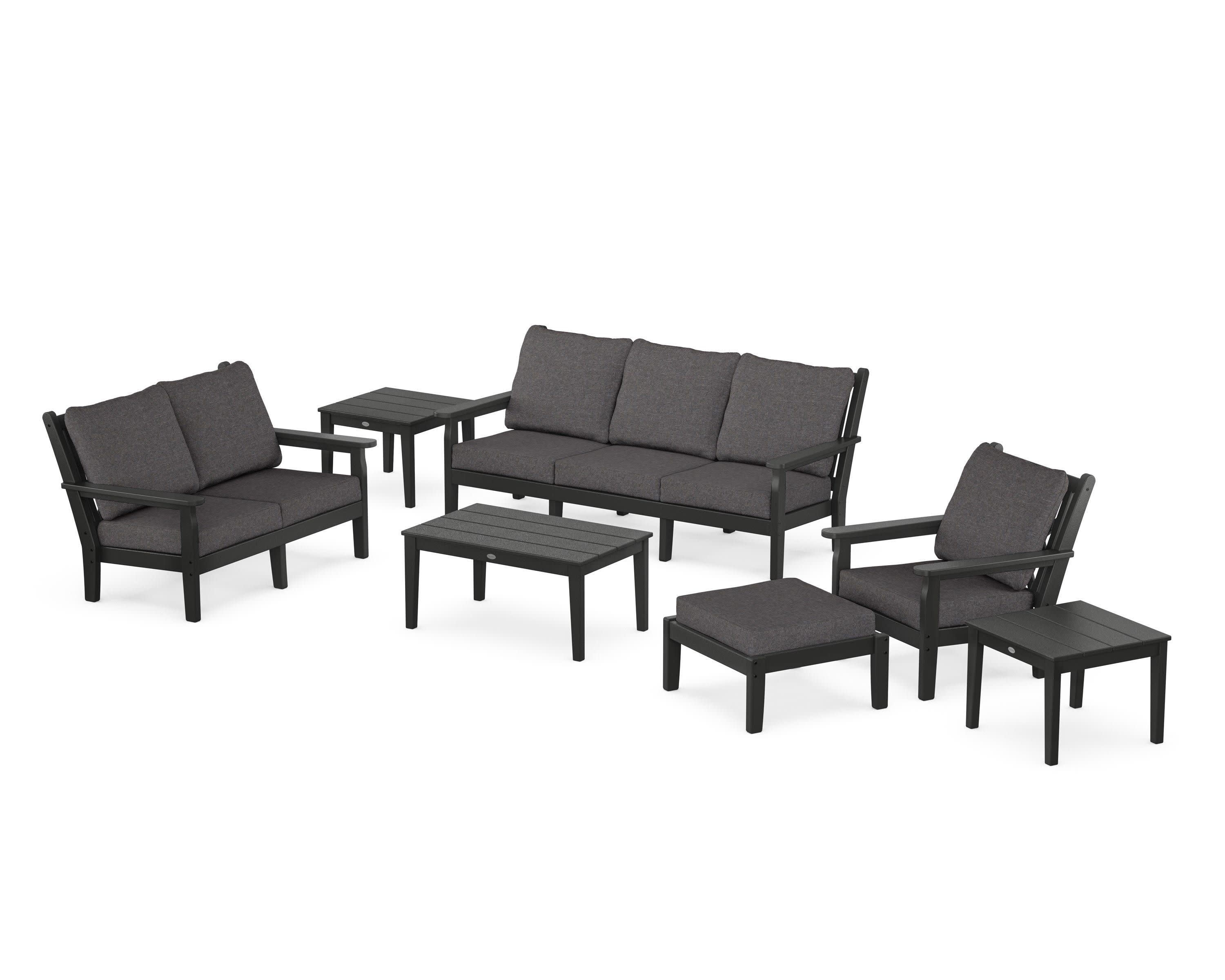 Chippendale 7-Piece Deep Seating Set in Black / Ash Charcoal