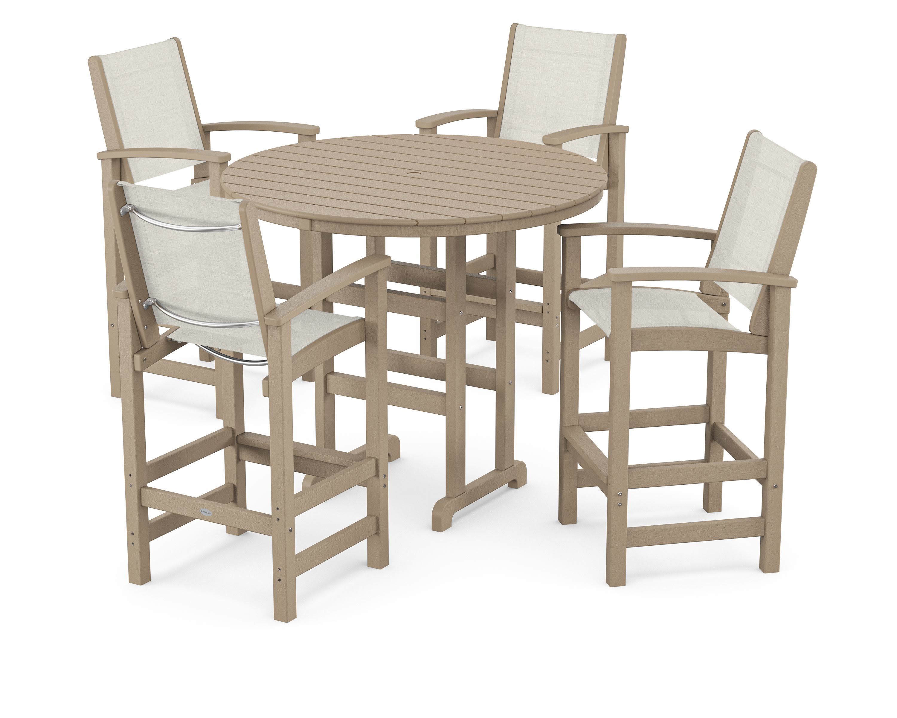 Coastal 5-Piece Nautical Trestle Bar Set in Vintage Sahara / Parchment Sling