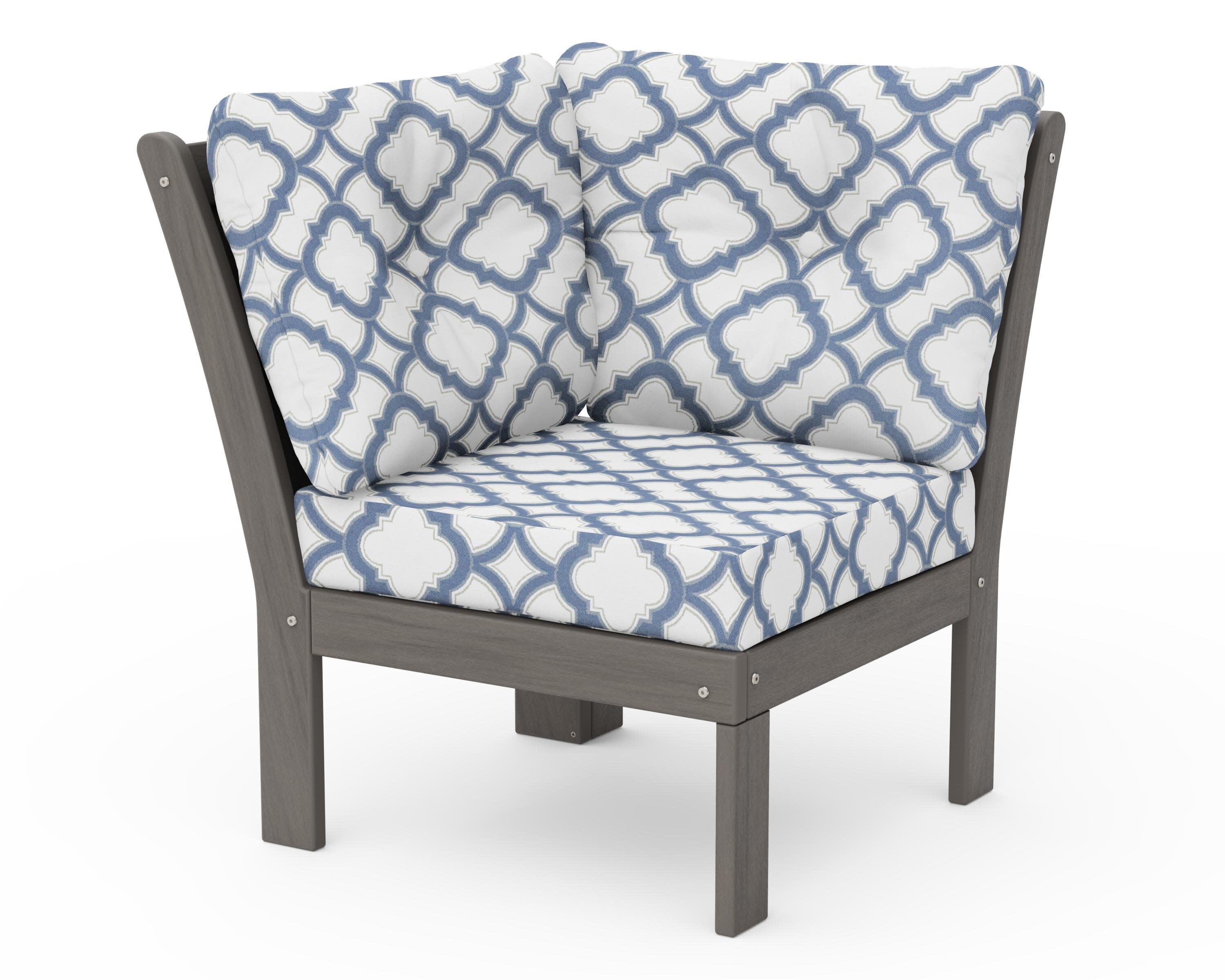 Vineyard Modular Corner Chair in Driftwood / Trellis Sky Blue