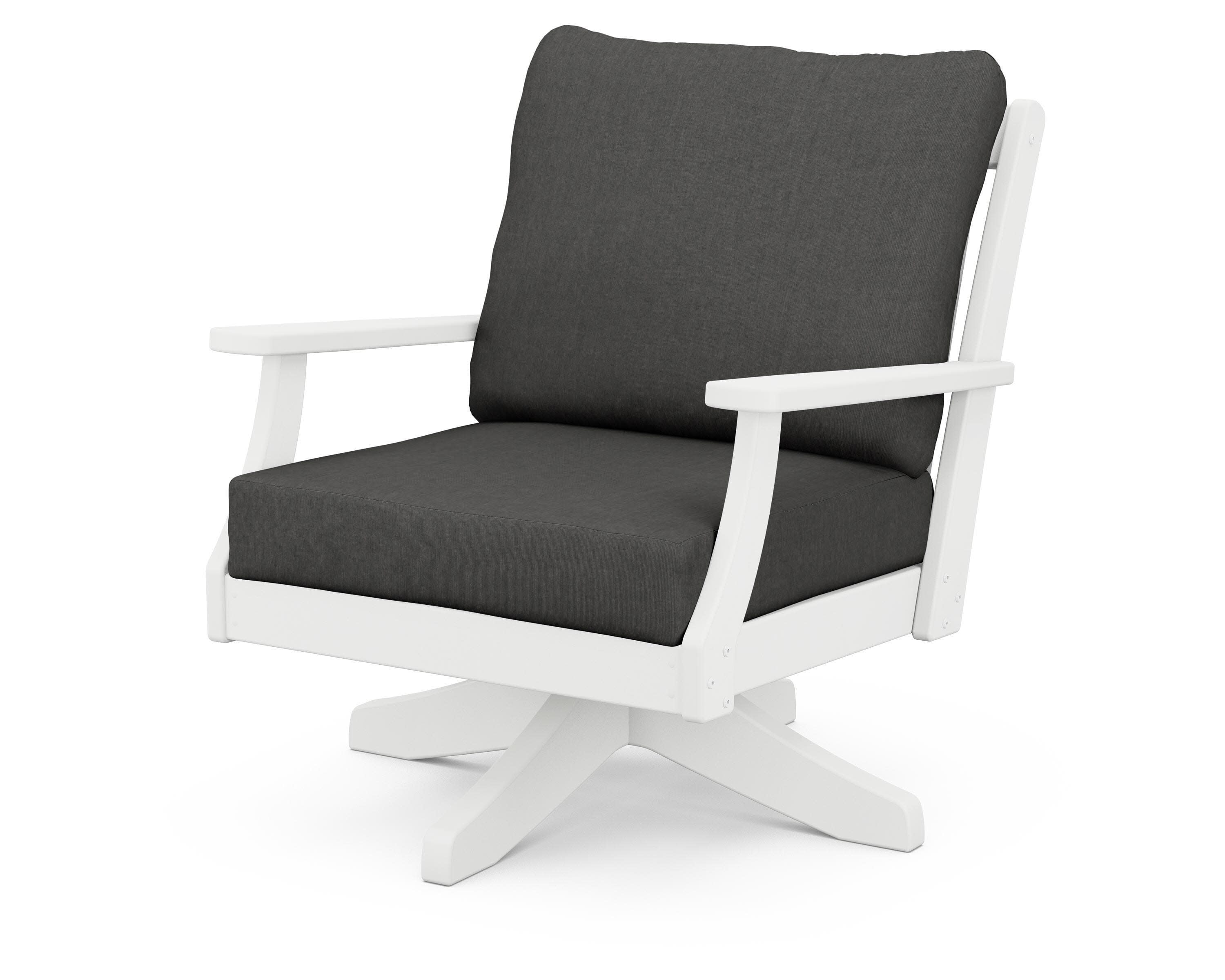Braxton Deep Seating Swivel Chair in White / Spectrum Carbon
