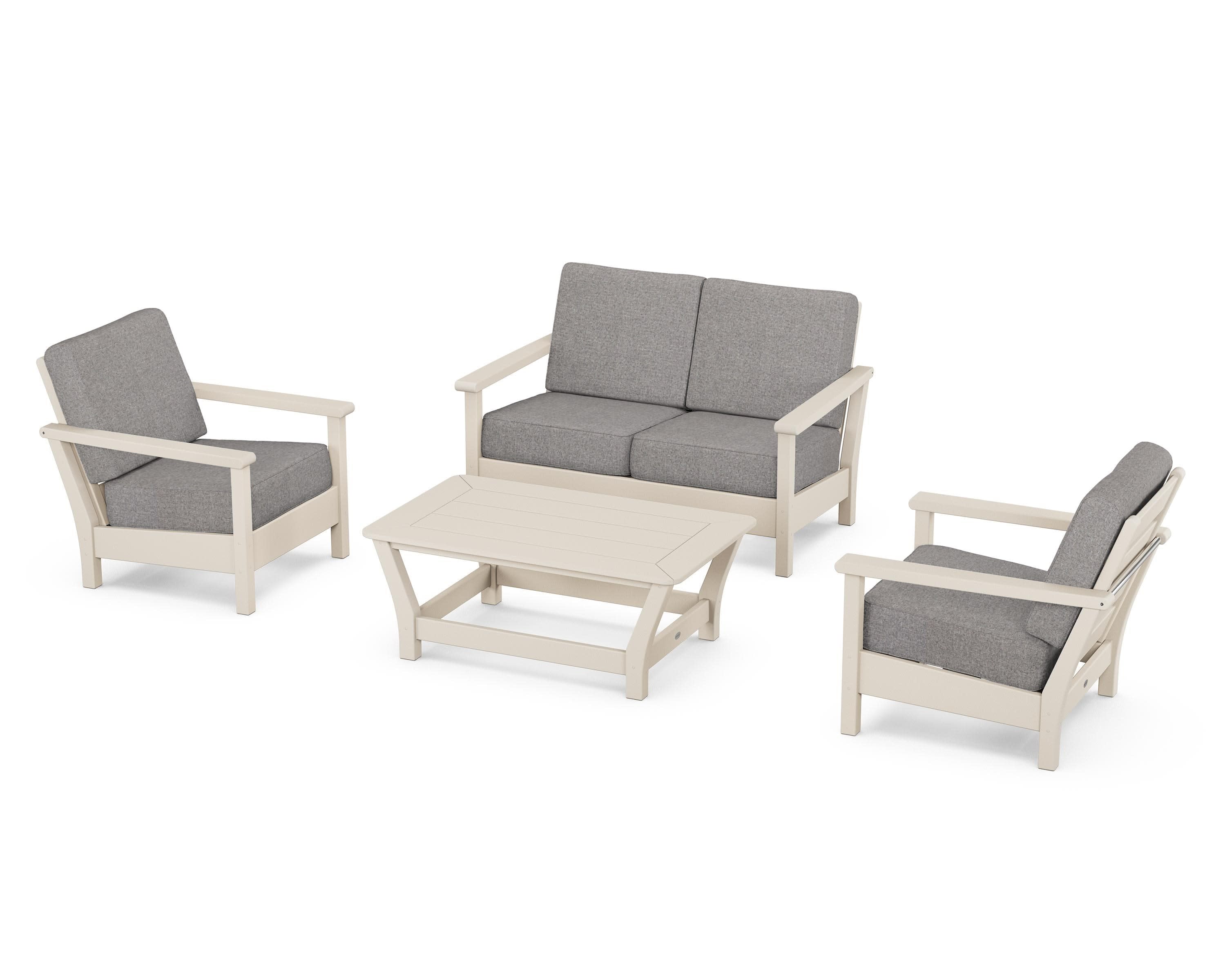 Harbour 4-Piece Deep Seating Set in Sand / Grey Mist