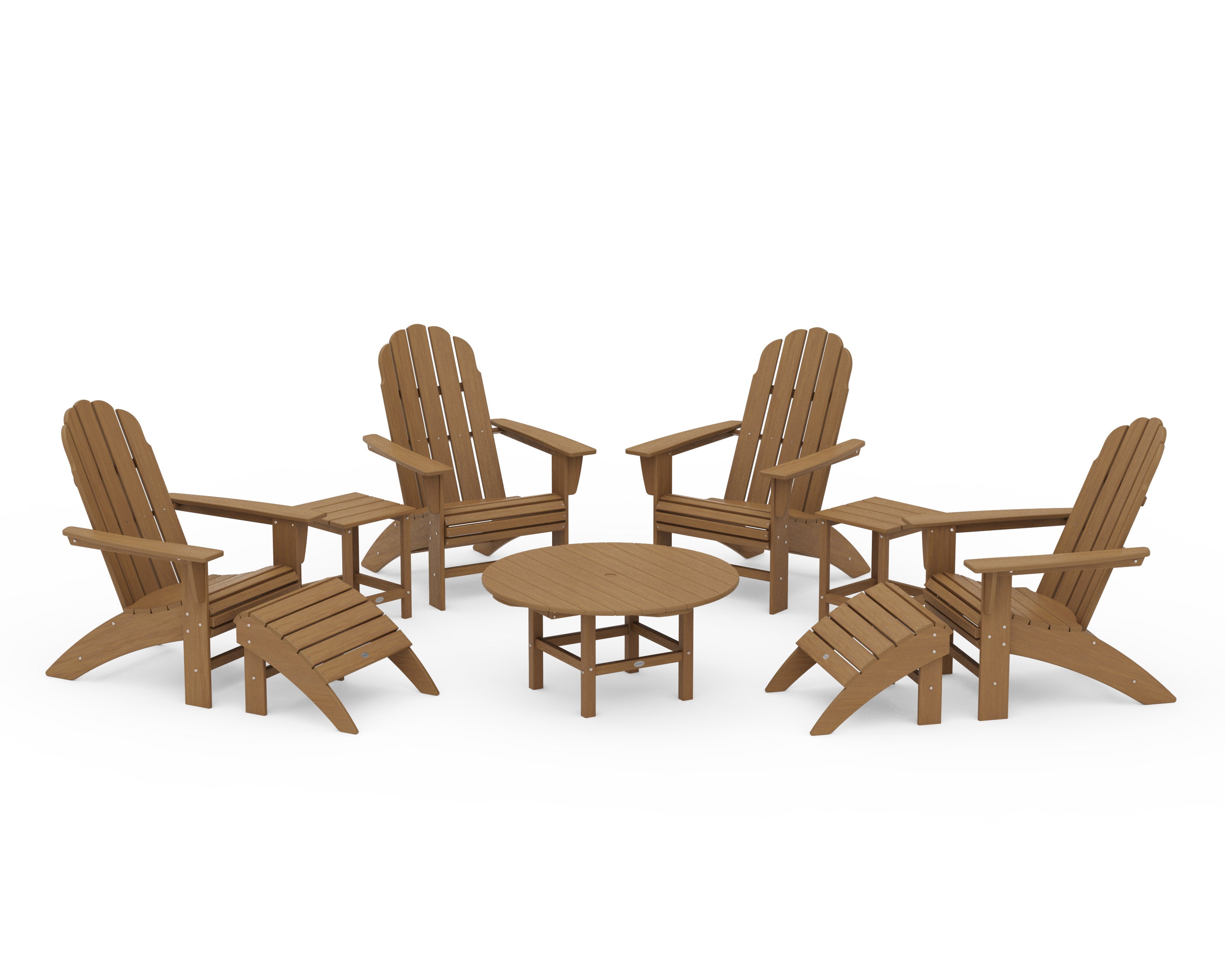 Vineyard Curveback Adirondack Chair 9-Piece Conversation Set in Natural