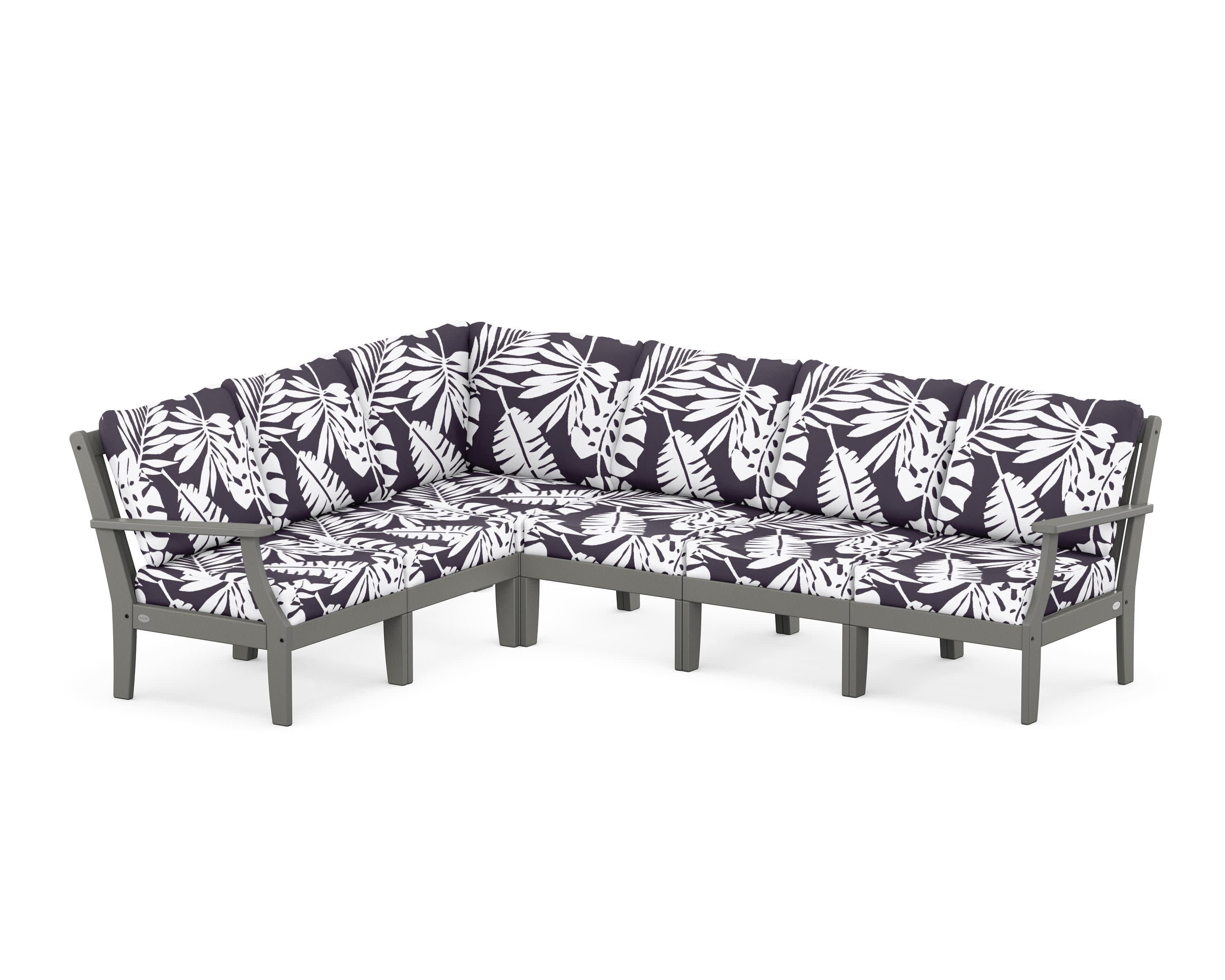 Braxton Modular 6-Piece Deep Seating Set in Slate Grey / Leaf Navy