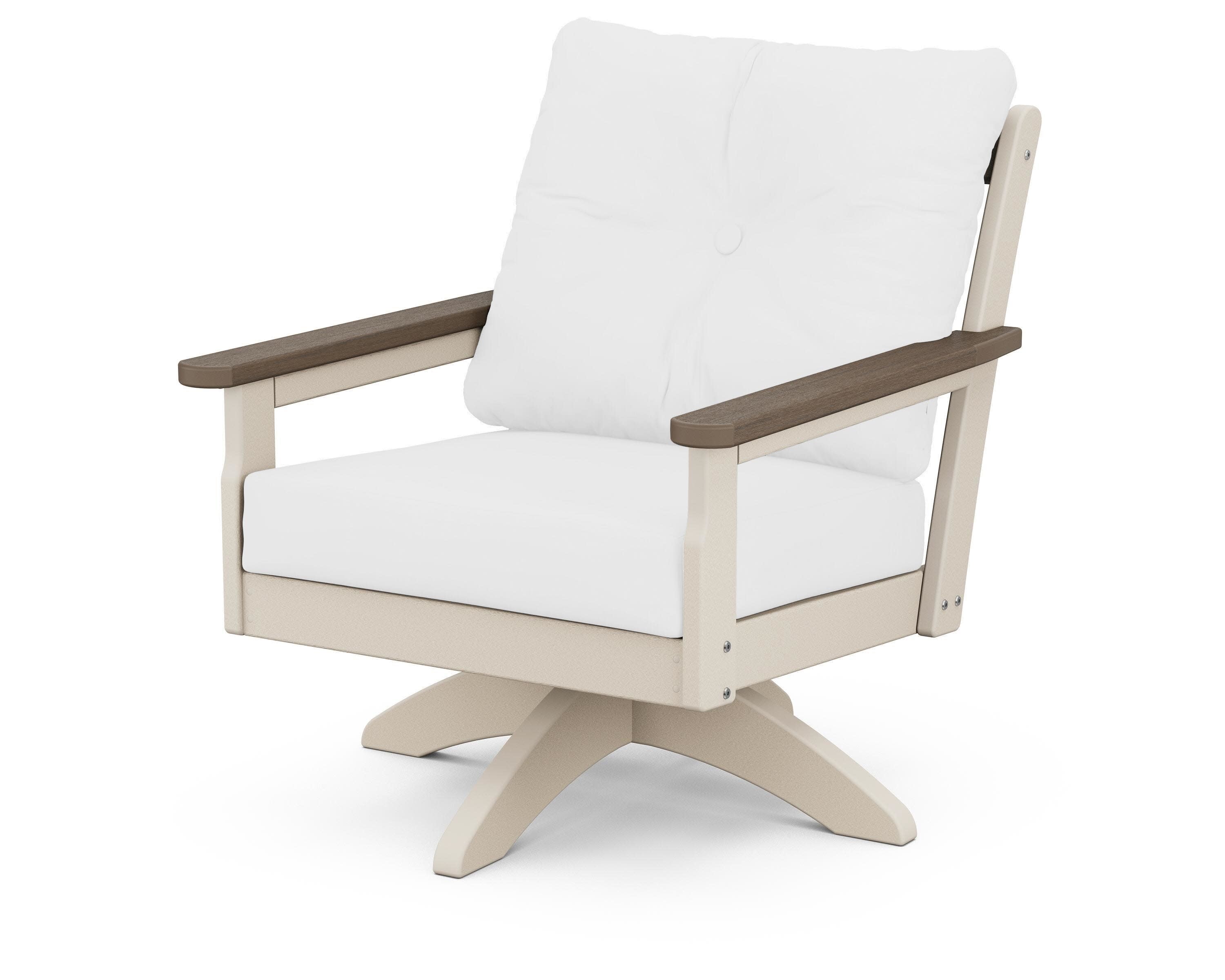 Vineyard Deep Seating Swivel Chair in Sand / Kona / Natural