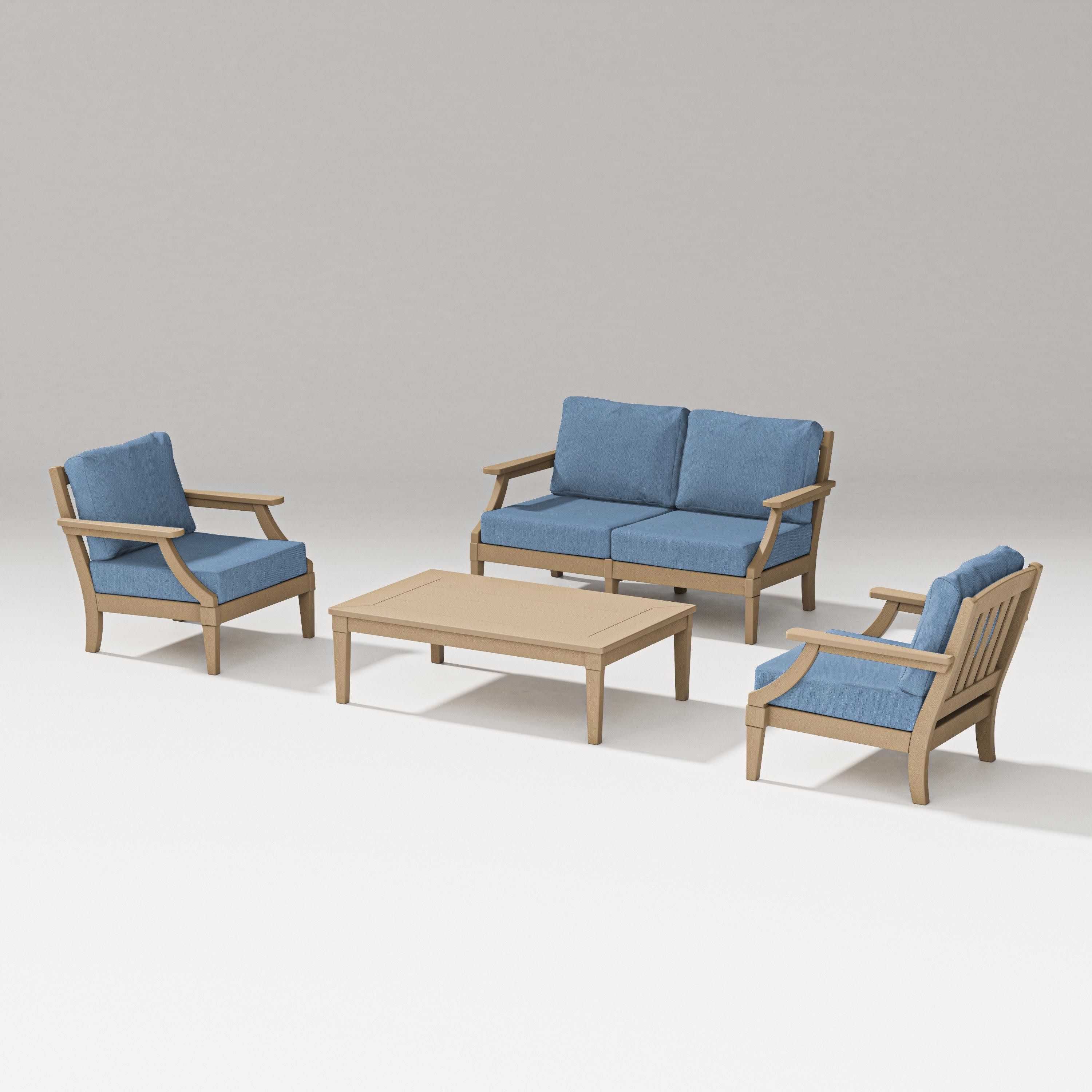 Estate Lounge 4-Piece Loveseat Set in Vintage Sahara / Sky Blue
