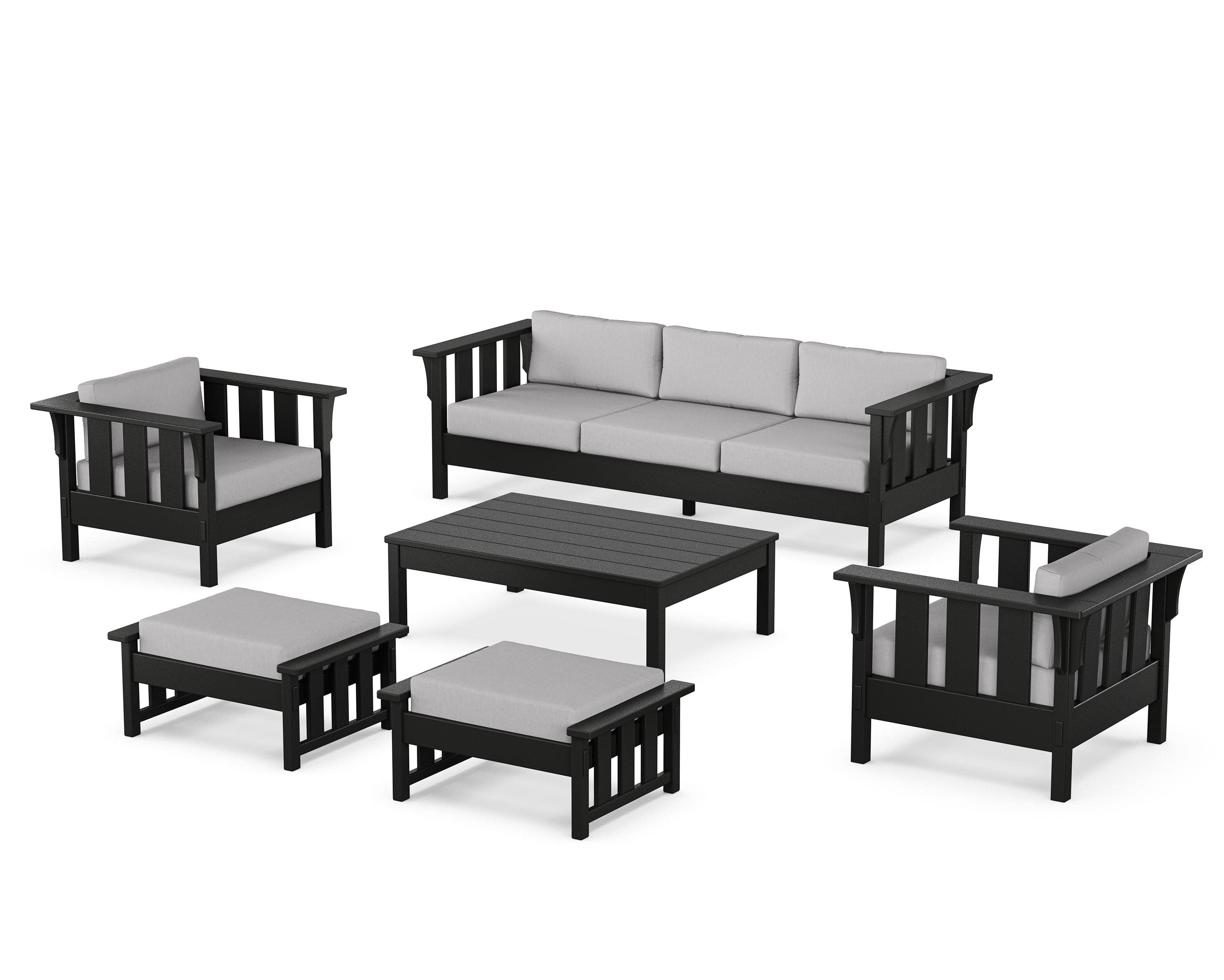 Acadia 6-Piece Lounge Sofa Set in Black / Granite