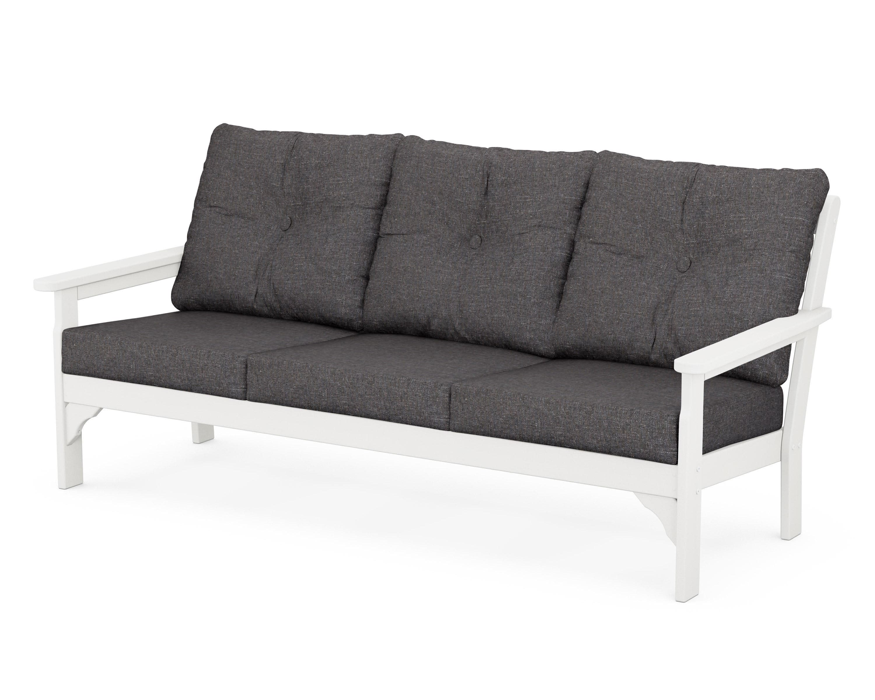 Vineyard Deep Seating Sofa in White / Ash Charcoal