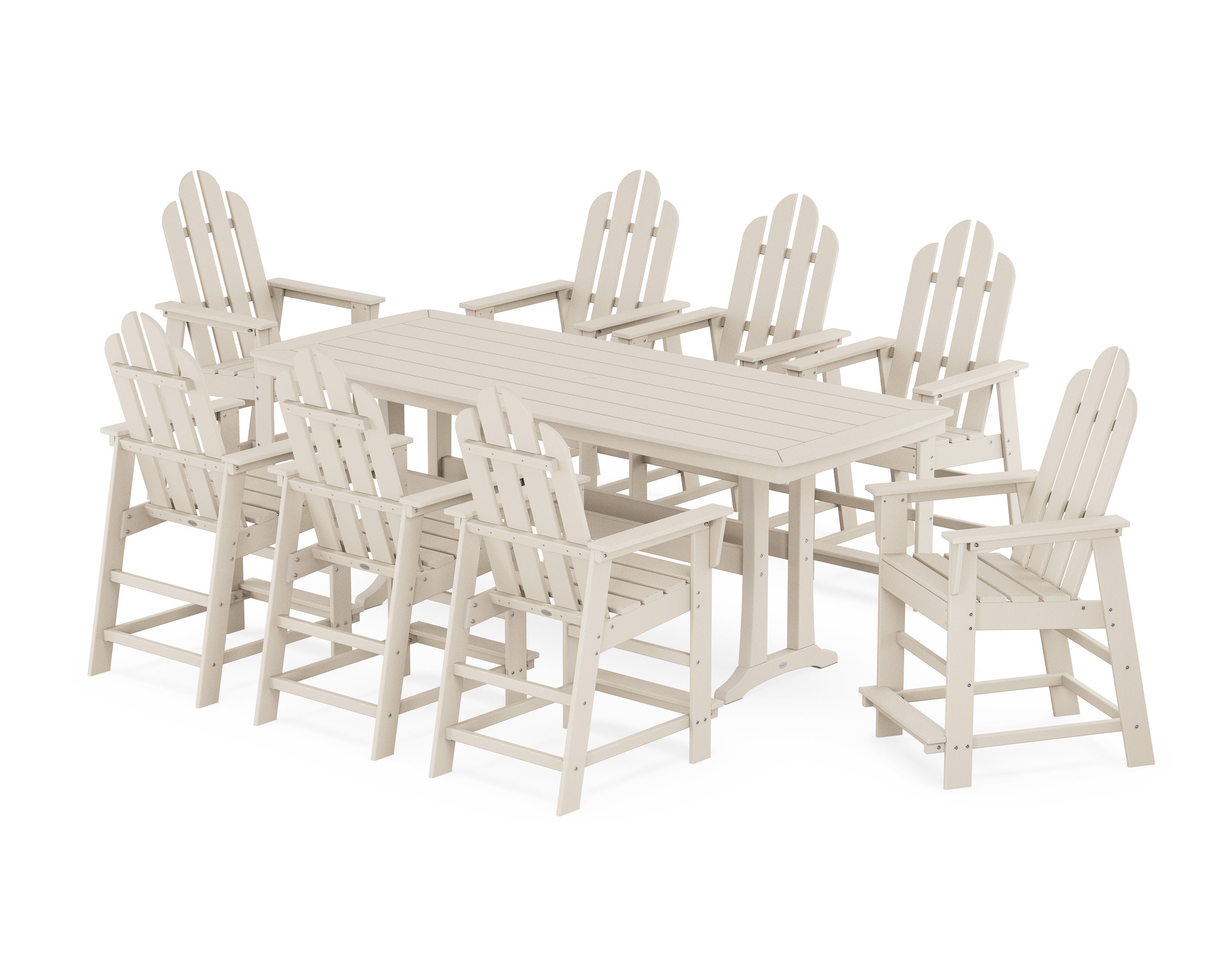 Long Island 9-Piece Counter Set with Trestle Legs in Sand