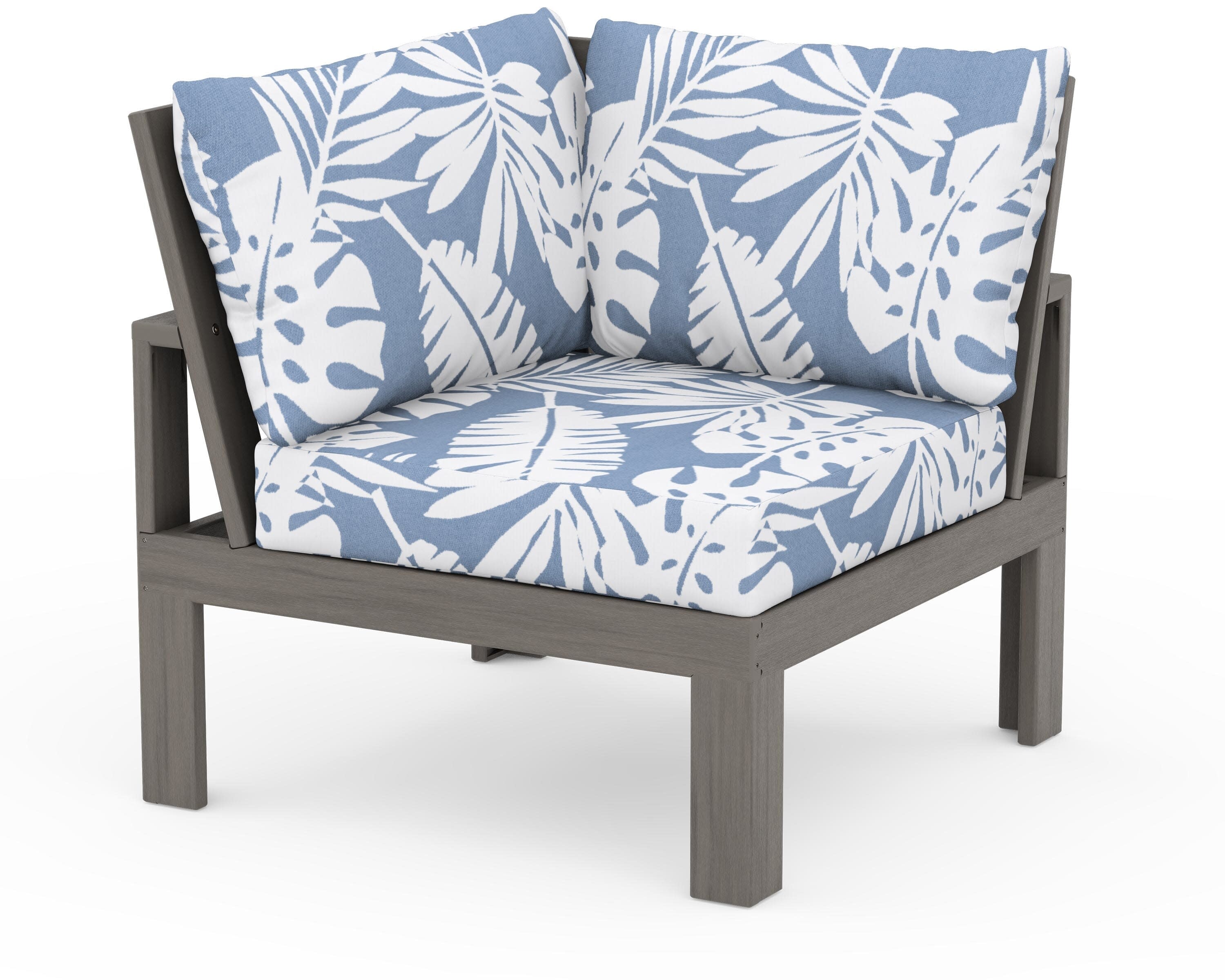 Modular Corner Chair in Driftwood / Leaf Sky Blue
