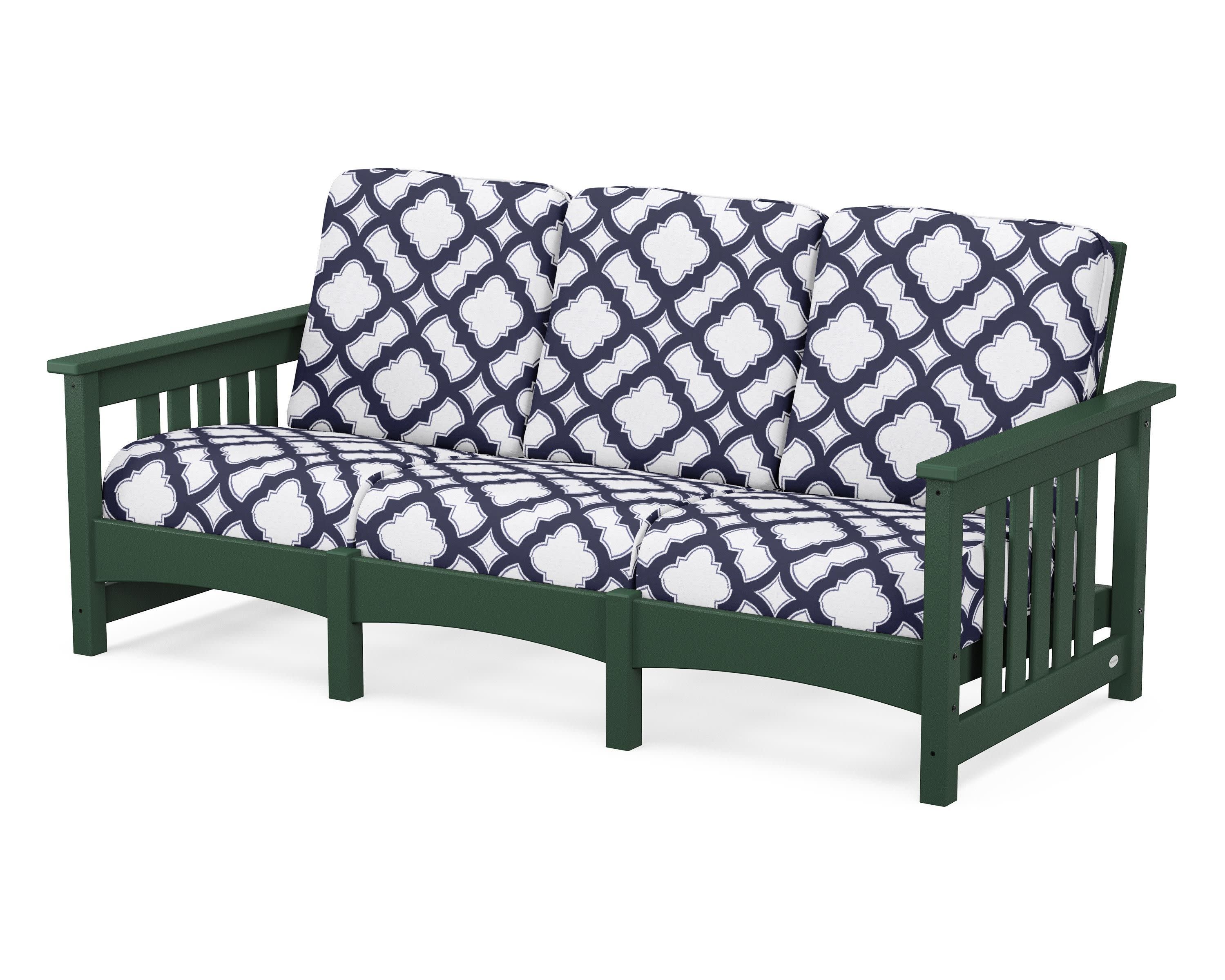 Club Mission Sofa in Green / Trellis Navy