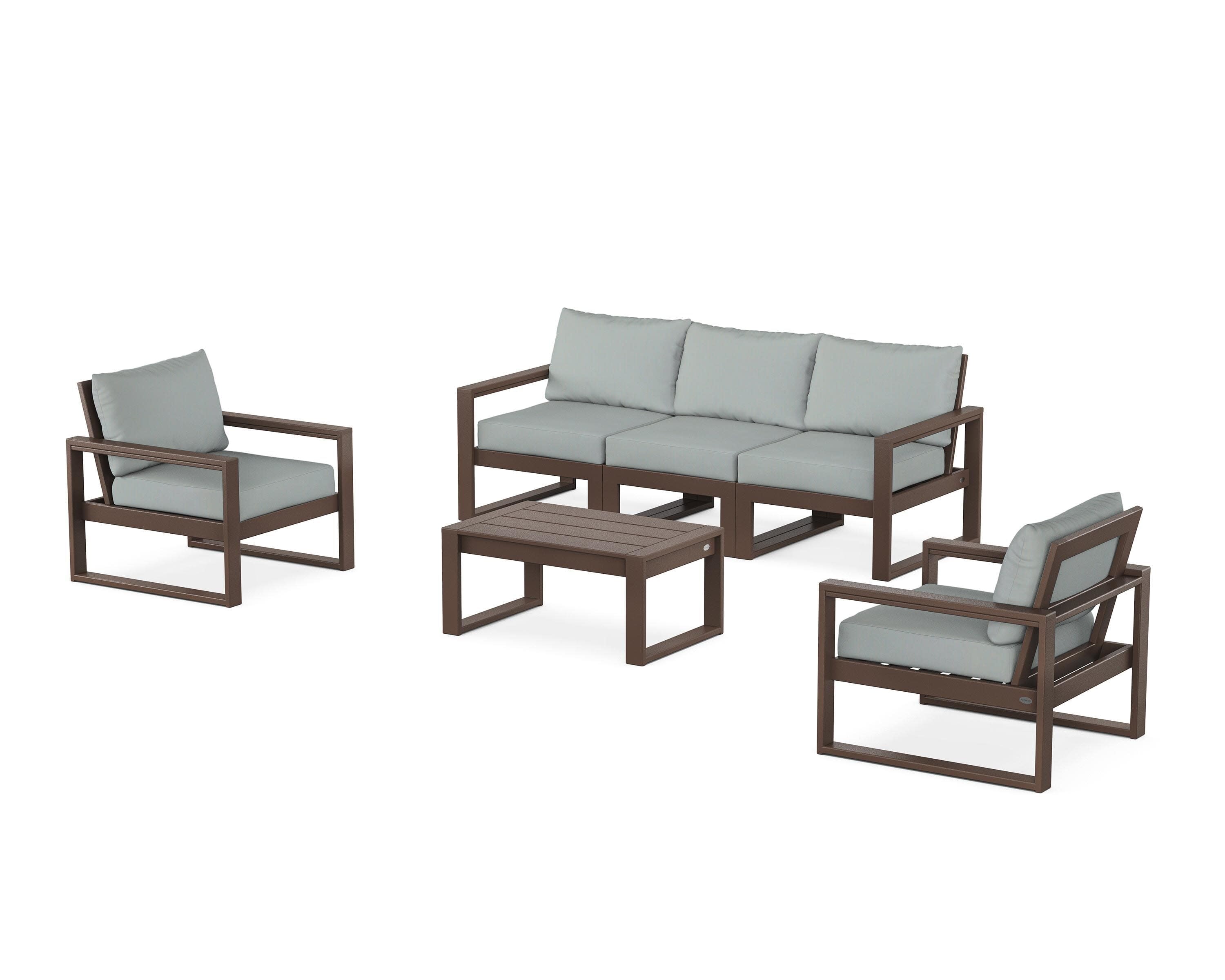 EDGE Sectional 4-Piece Deep Seating Set with Sofa in Mahogany / Spa