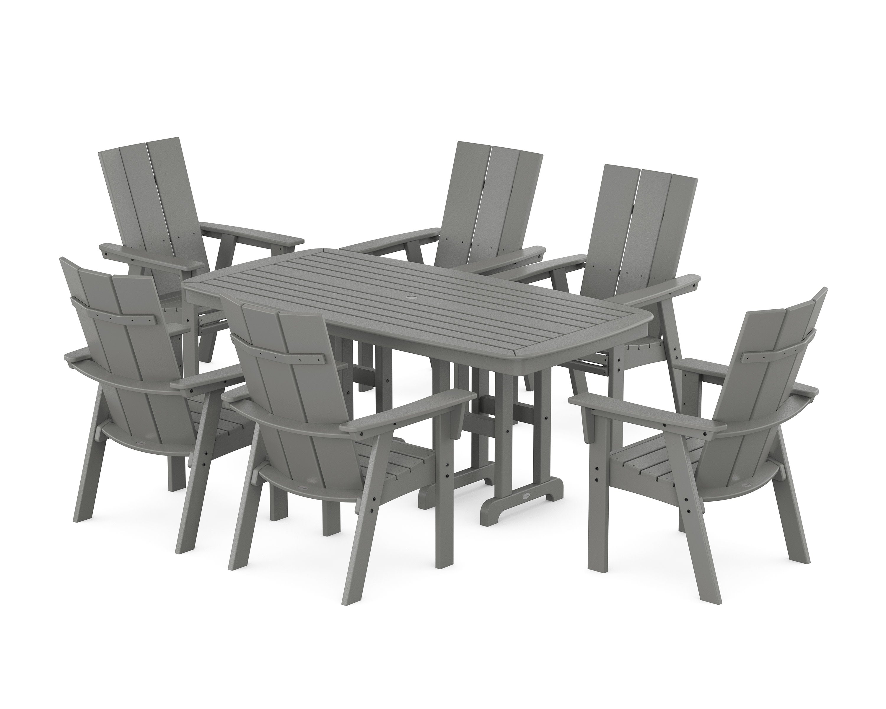 Modern Curveback Adirondack 7-Piece Dining Set in Slate Grey