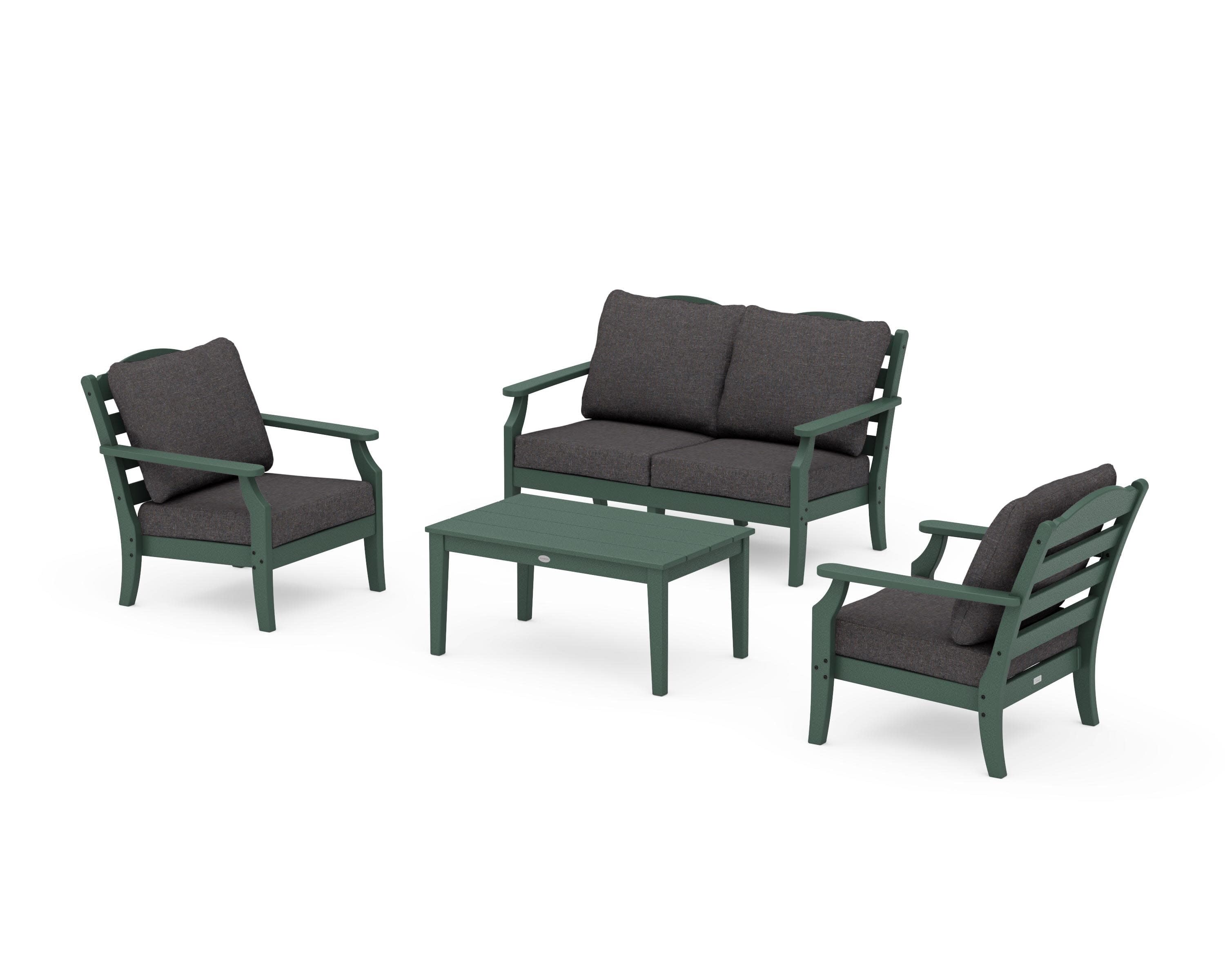 Savannah 4-Piece Deep Seating Set with Loveseat in Green / Ash Charcoal