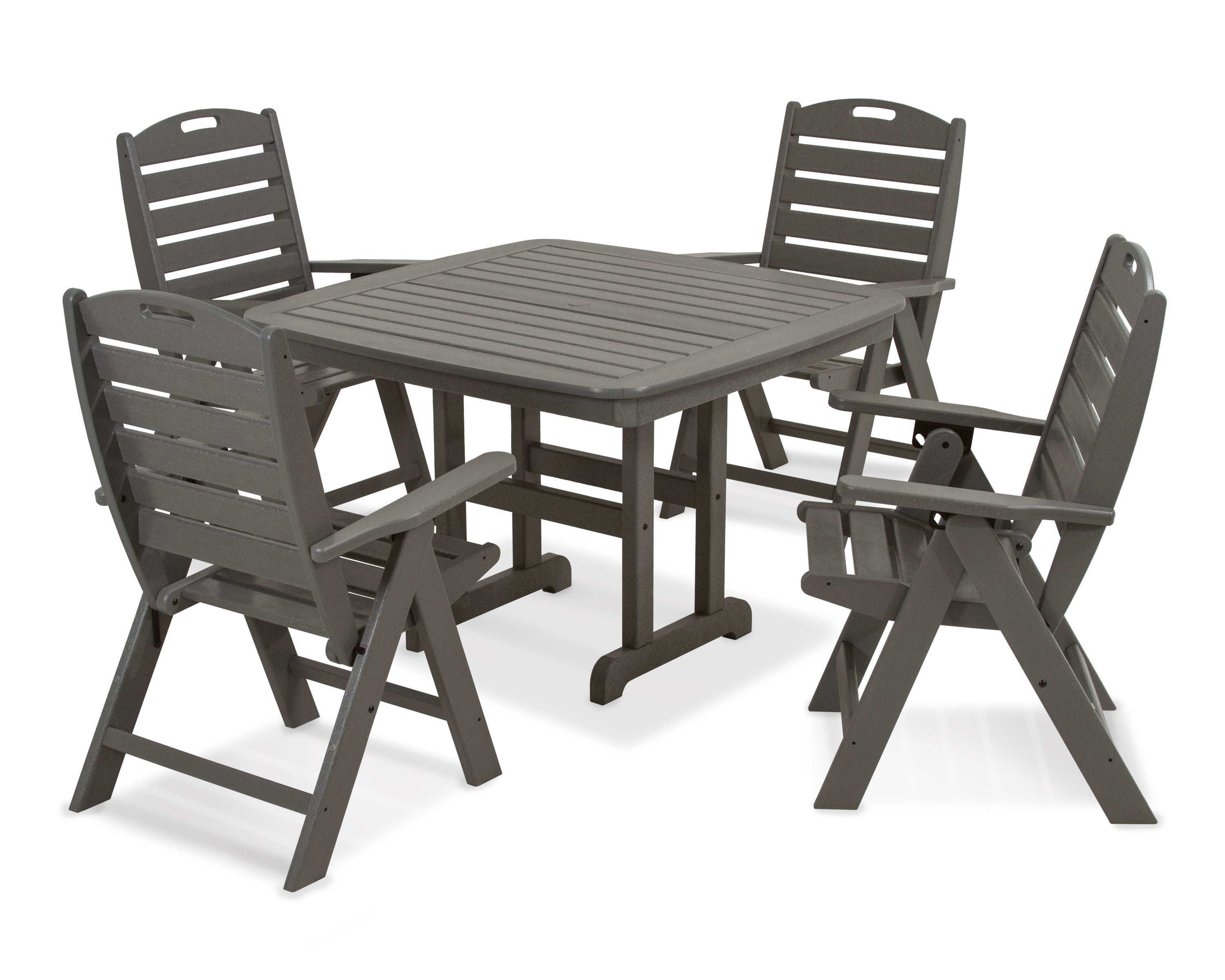 Nautical Highback Chair 5-Piece Dining Set in Slate Grey