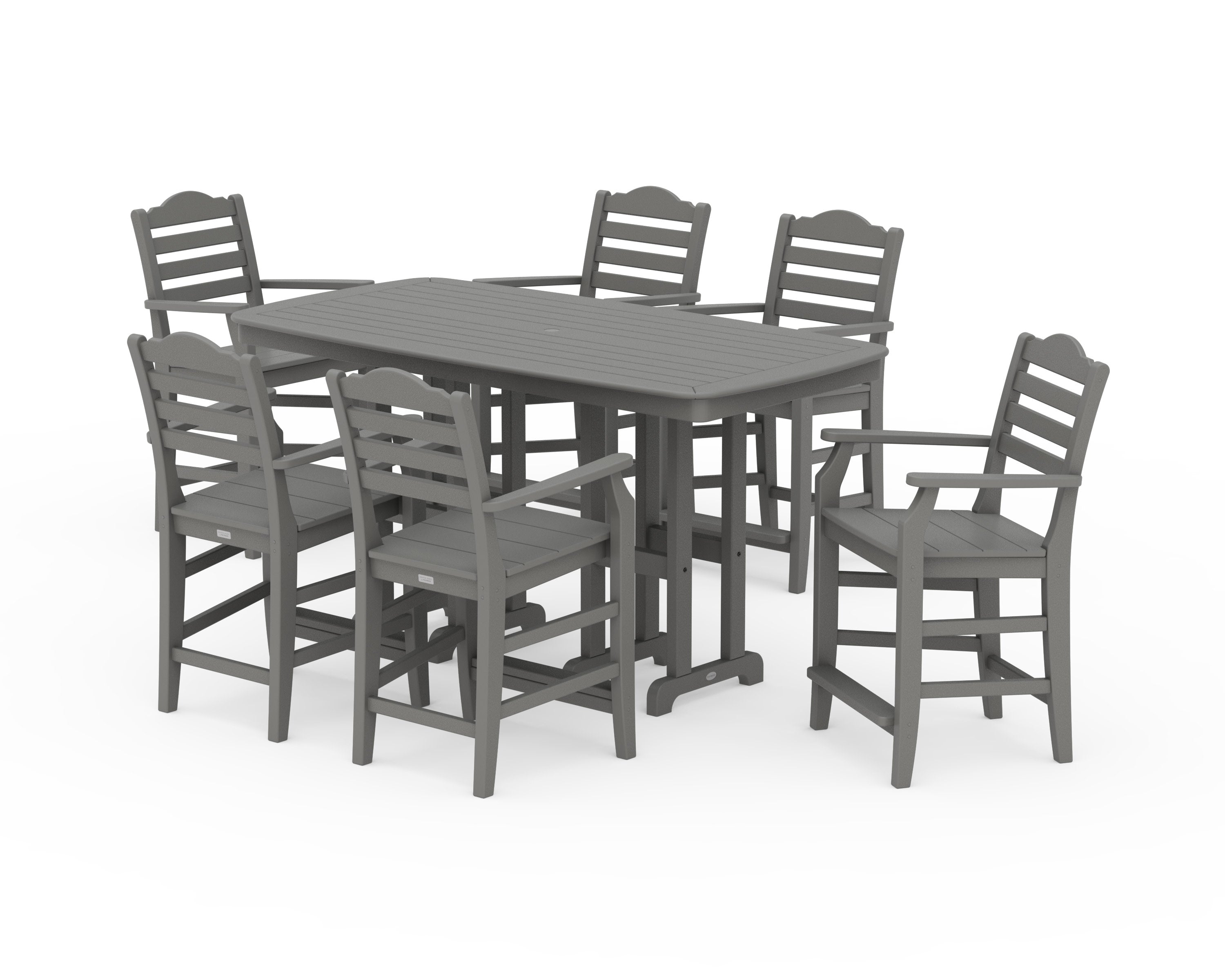 Savannah Arm Chair 7-Piece Counter Set in Slate Grey