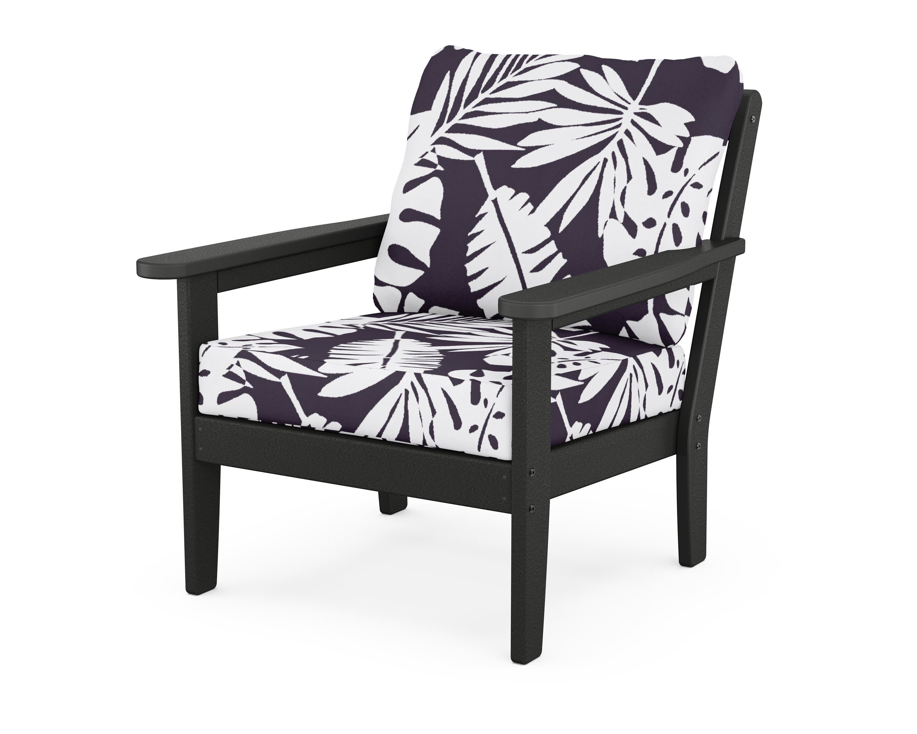 Cottage Deep Seating Chair in Black / Leaf Navy