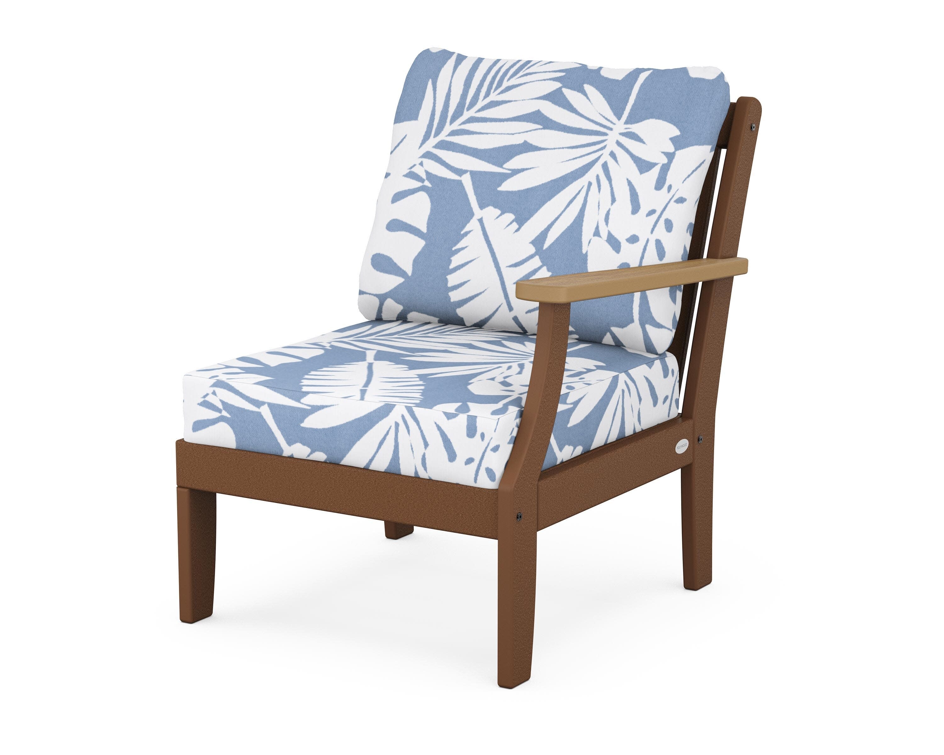 Braxton Modular Right Arm Chair in Teak / Natural / Leaf Sky Blue