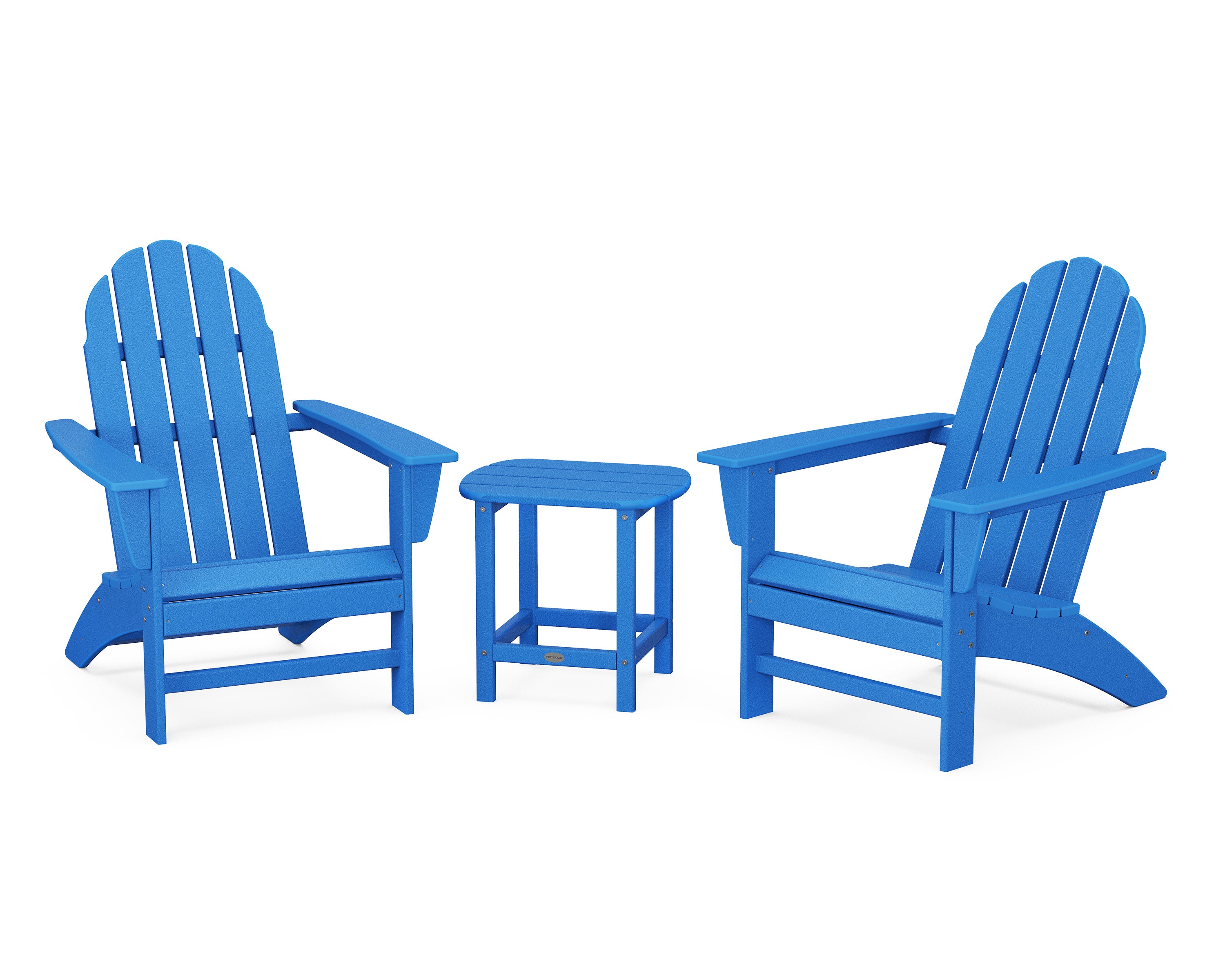 Vineyard 3-Piece Adirondack Set with South Beach 18" Side Table in Pacific Blue
