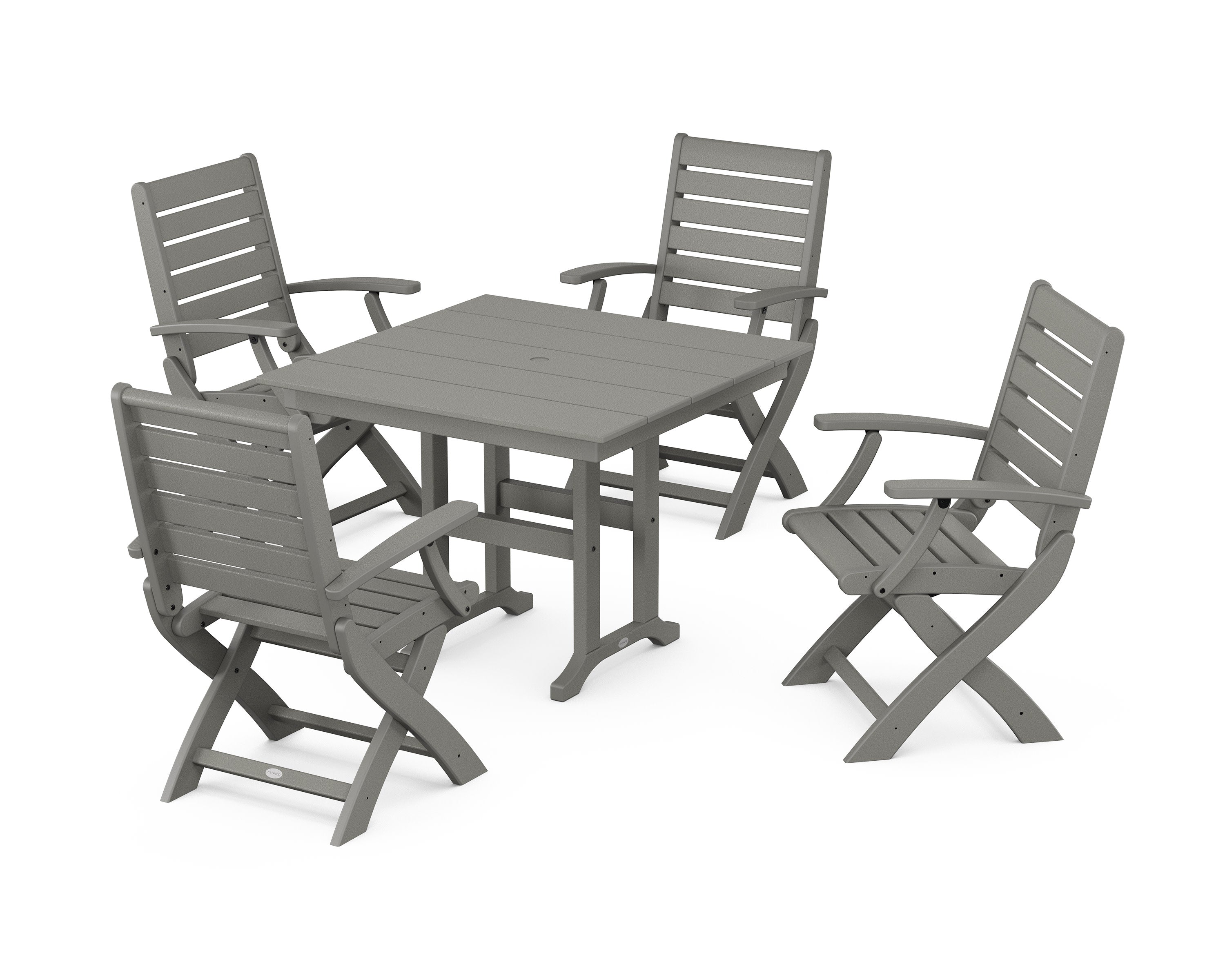 Signature Folding Chair 5-Piece Farmhouse Dining Set in Slate Grey