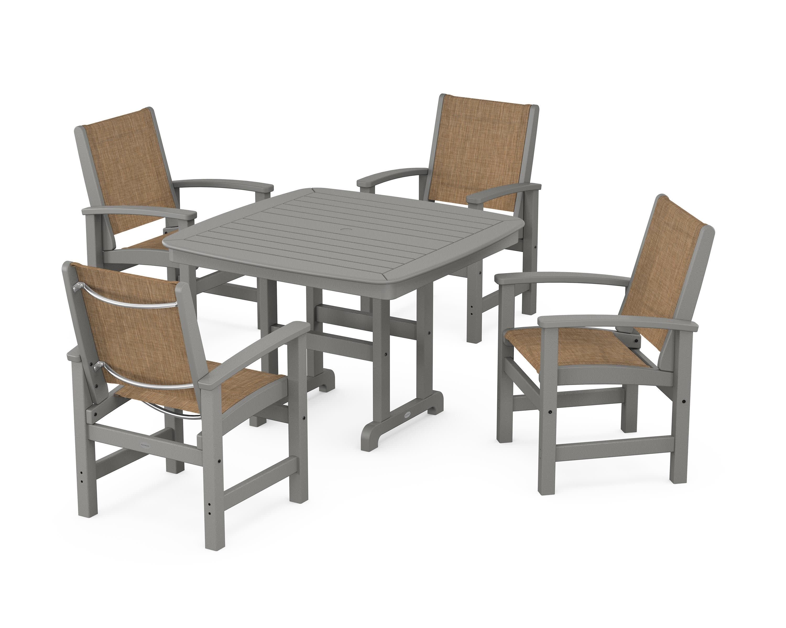 Coastal 5-Piece Dining Set in Slate Grey / Burlap Sling