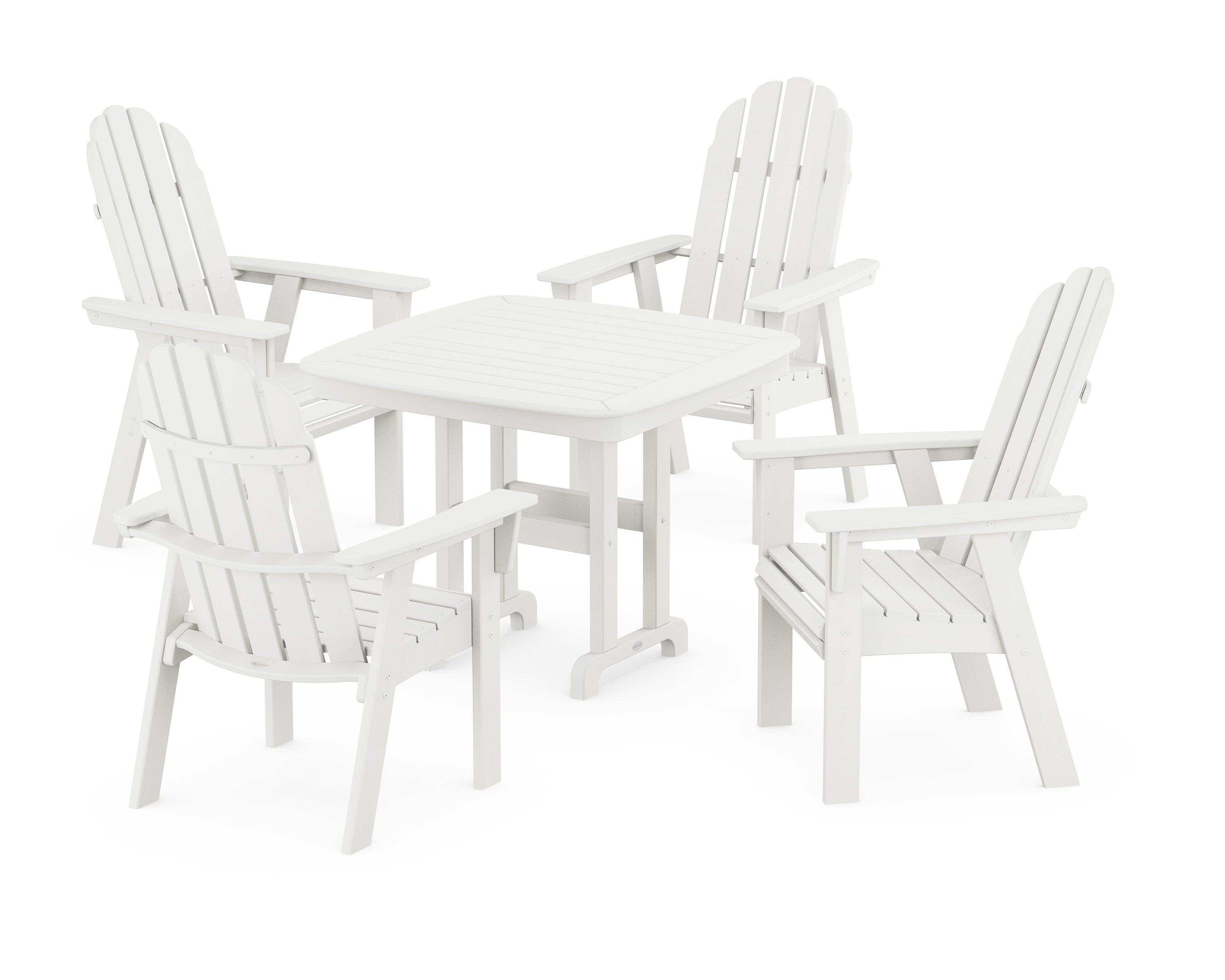 Vineyard Curveback Adirondack 5-Piece Dining Set in Vintage White