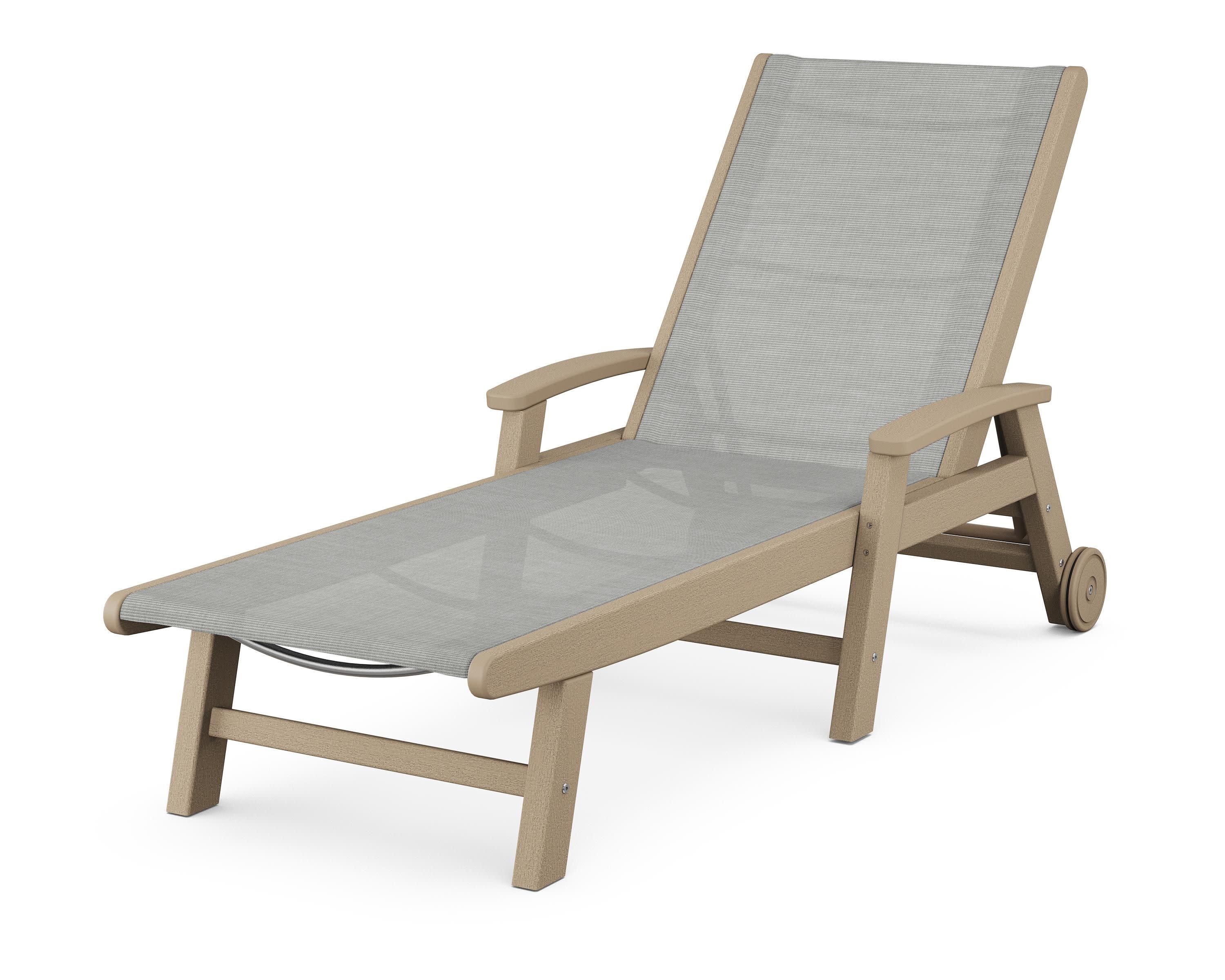 Coastal Chaise with Wheels in Vintage Sahara / Metallic Sling