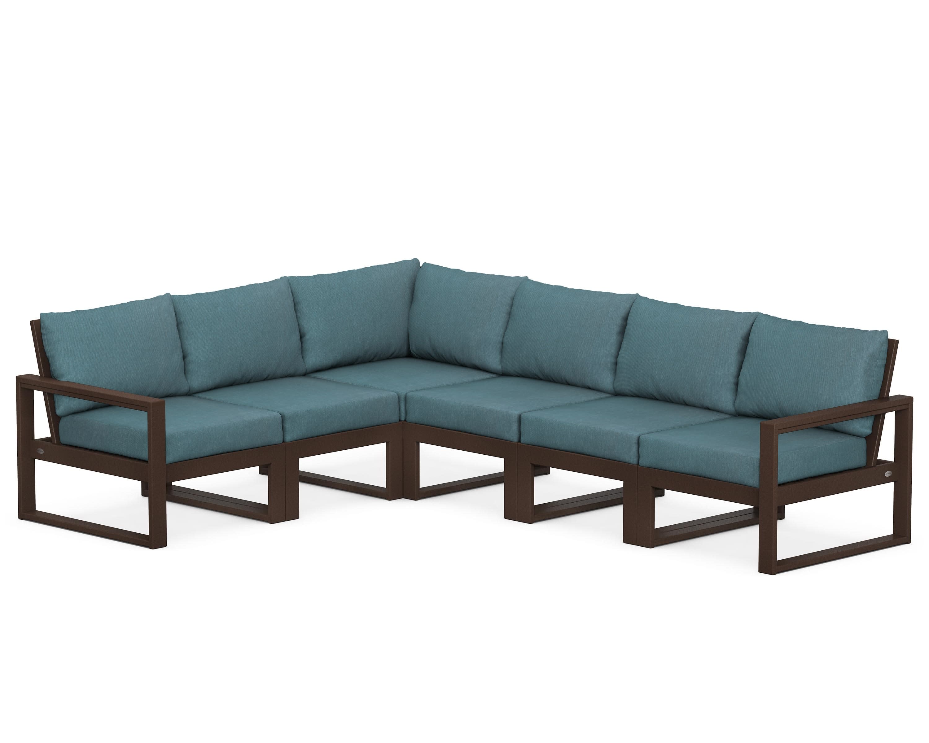 EDGE 6-Piece Modular Deep Seating Set in Mahogany / Ocean Teal
