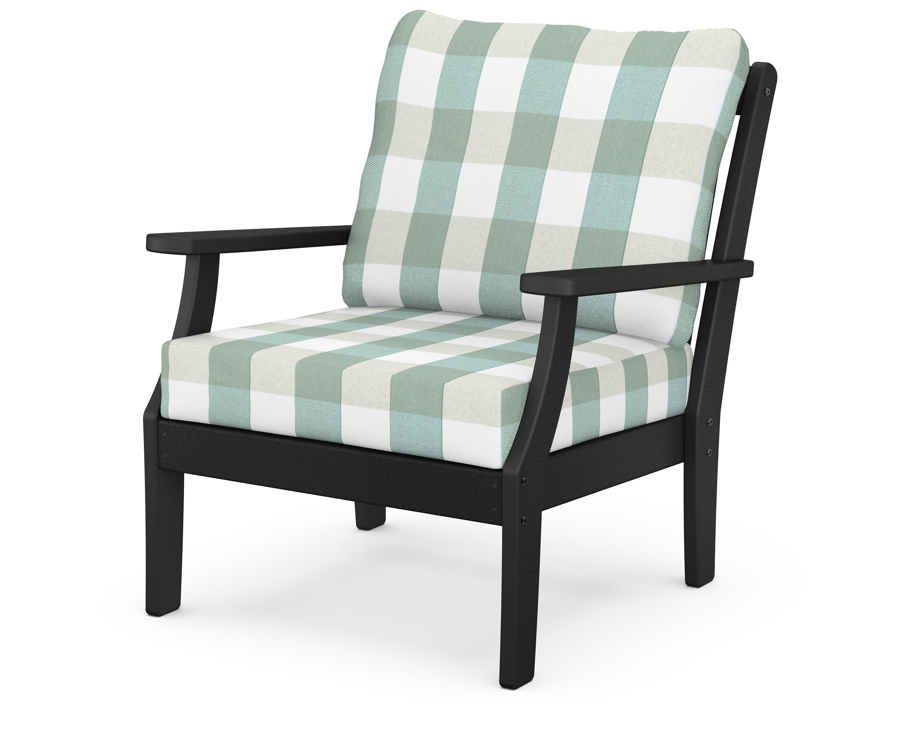 Braxton Deep Seating Chair in Black / Buffalo Plaid Glacier Spa