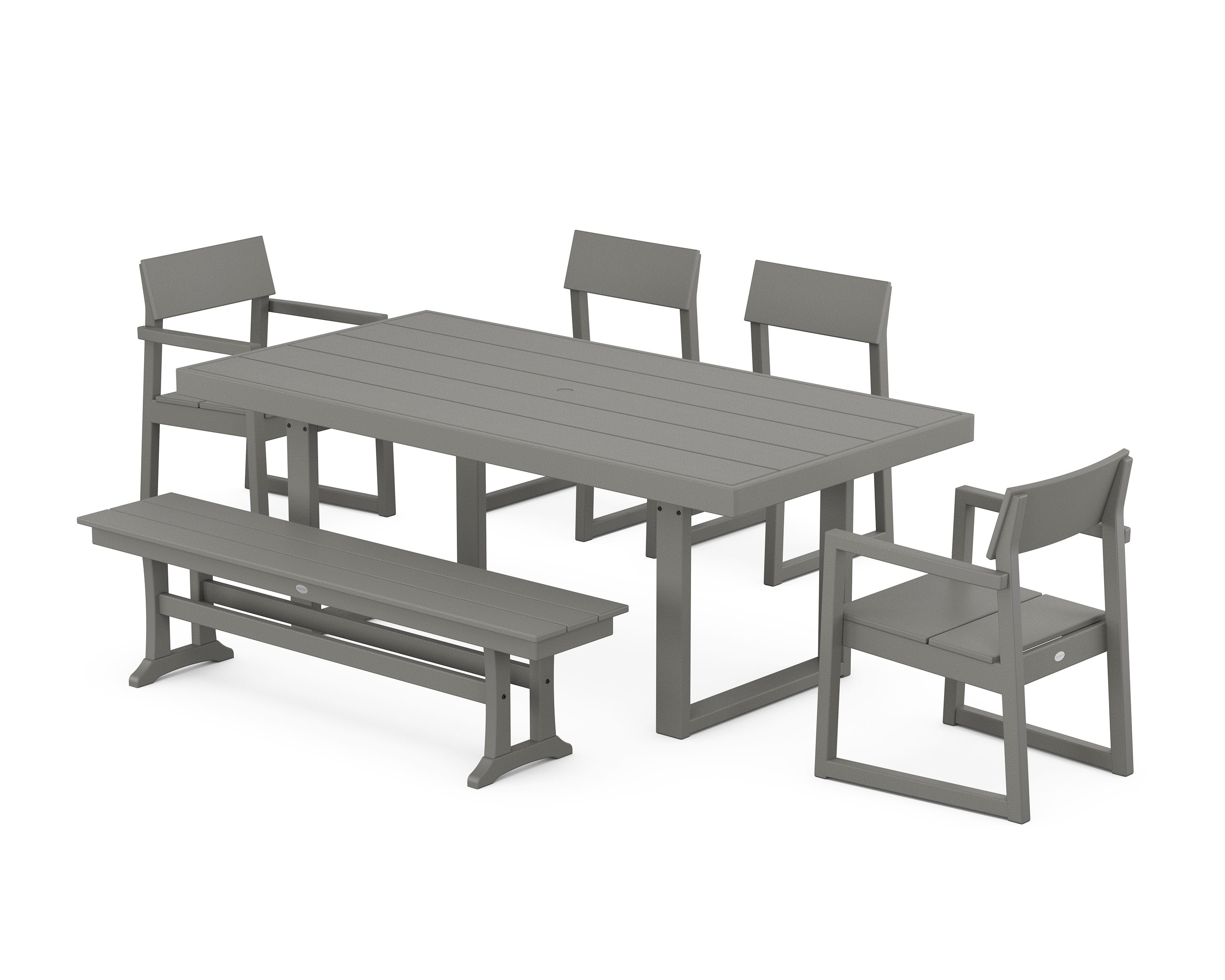 EDGE 6-Piece Dining Set with Bench in Slate Grey