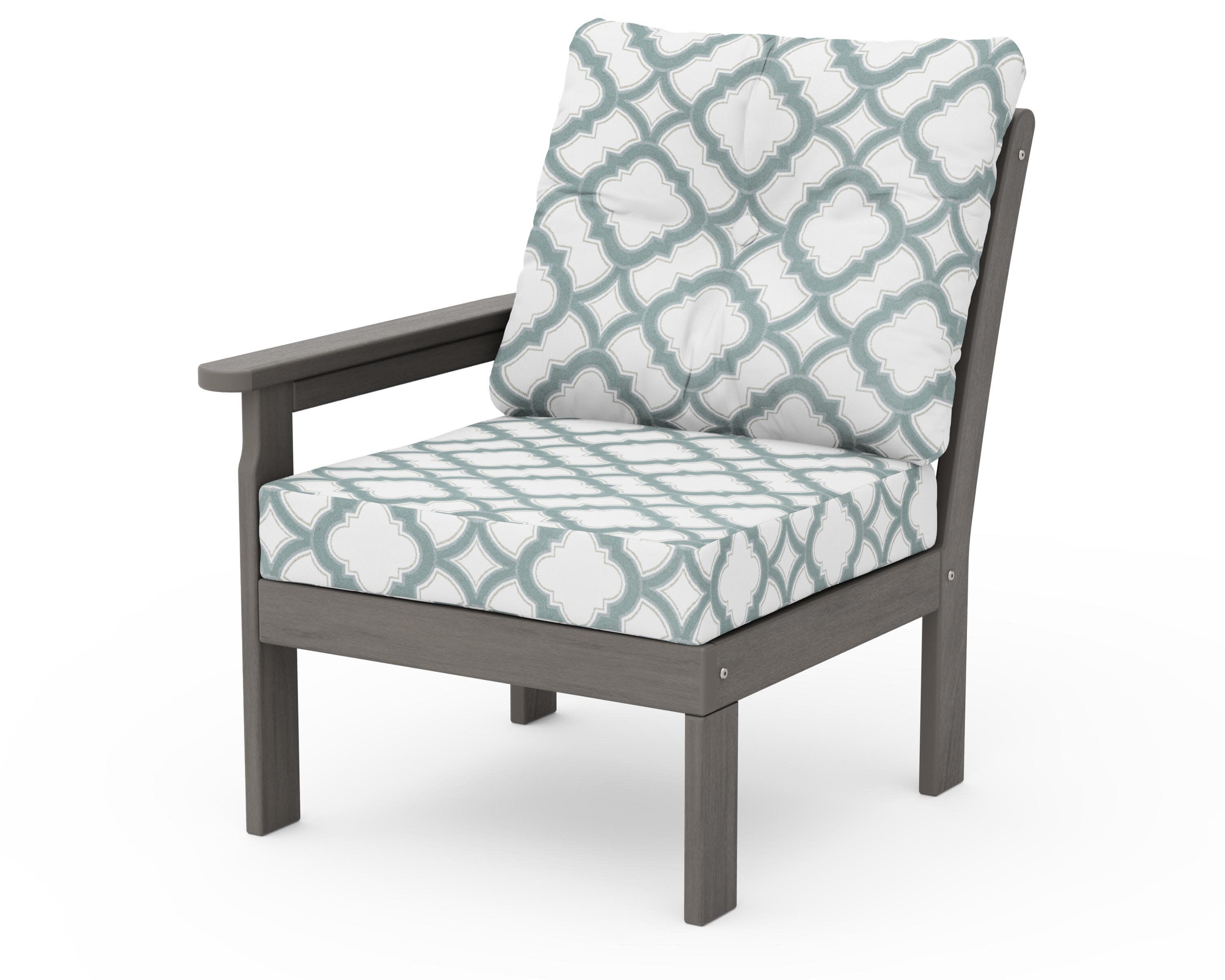 Vineyard Modular Left Arm Chair in Driftwood / Trellis Glacier Spa