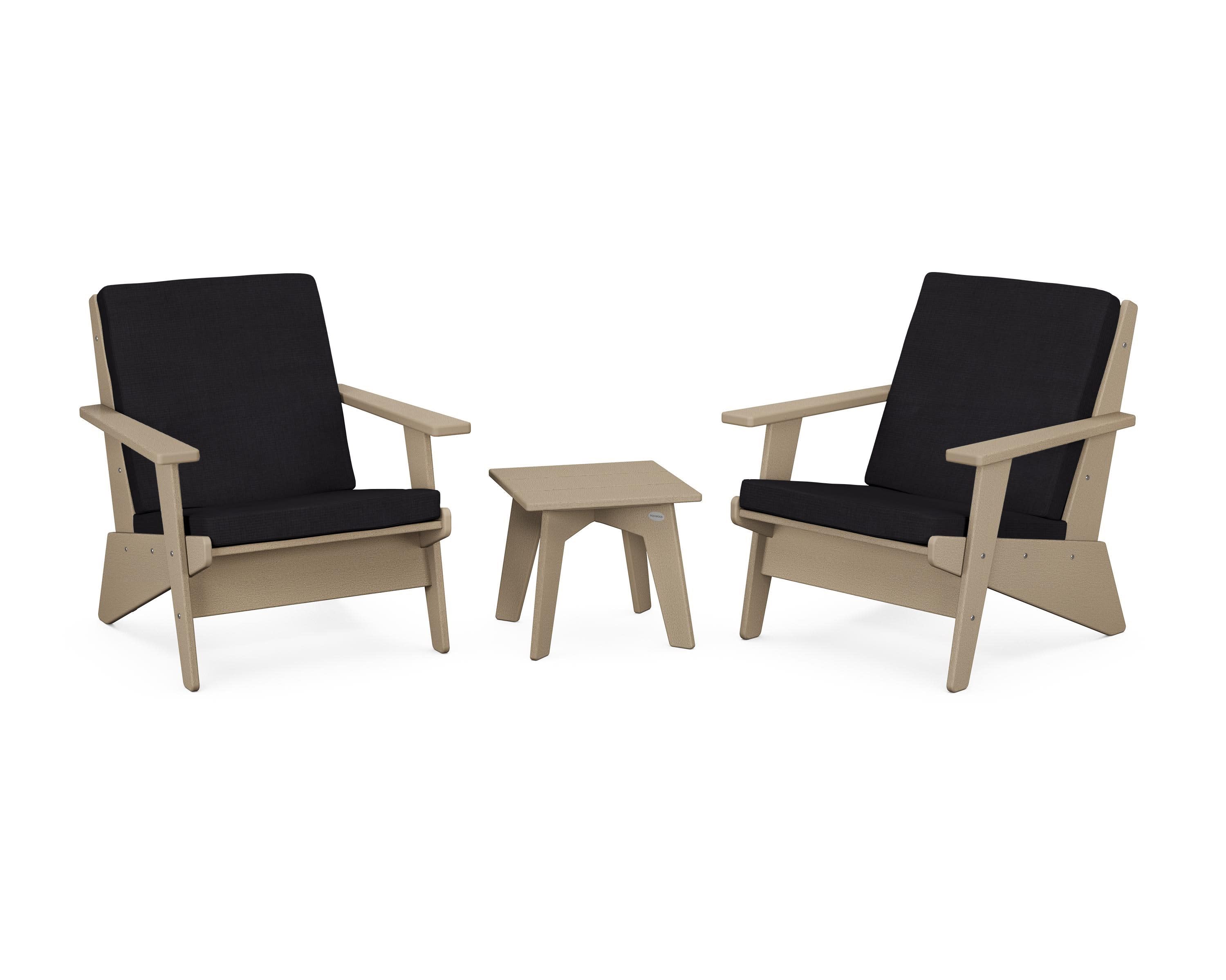 Riviera Modern Lounge 3-Piece Set in Vintage Sahara / Midnight Linen