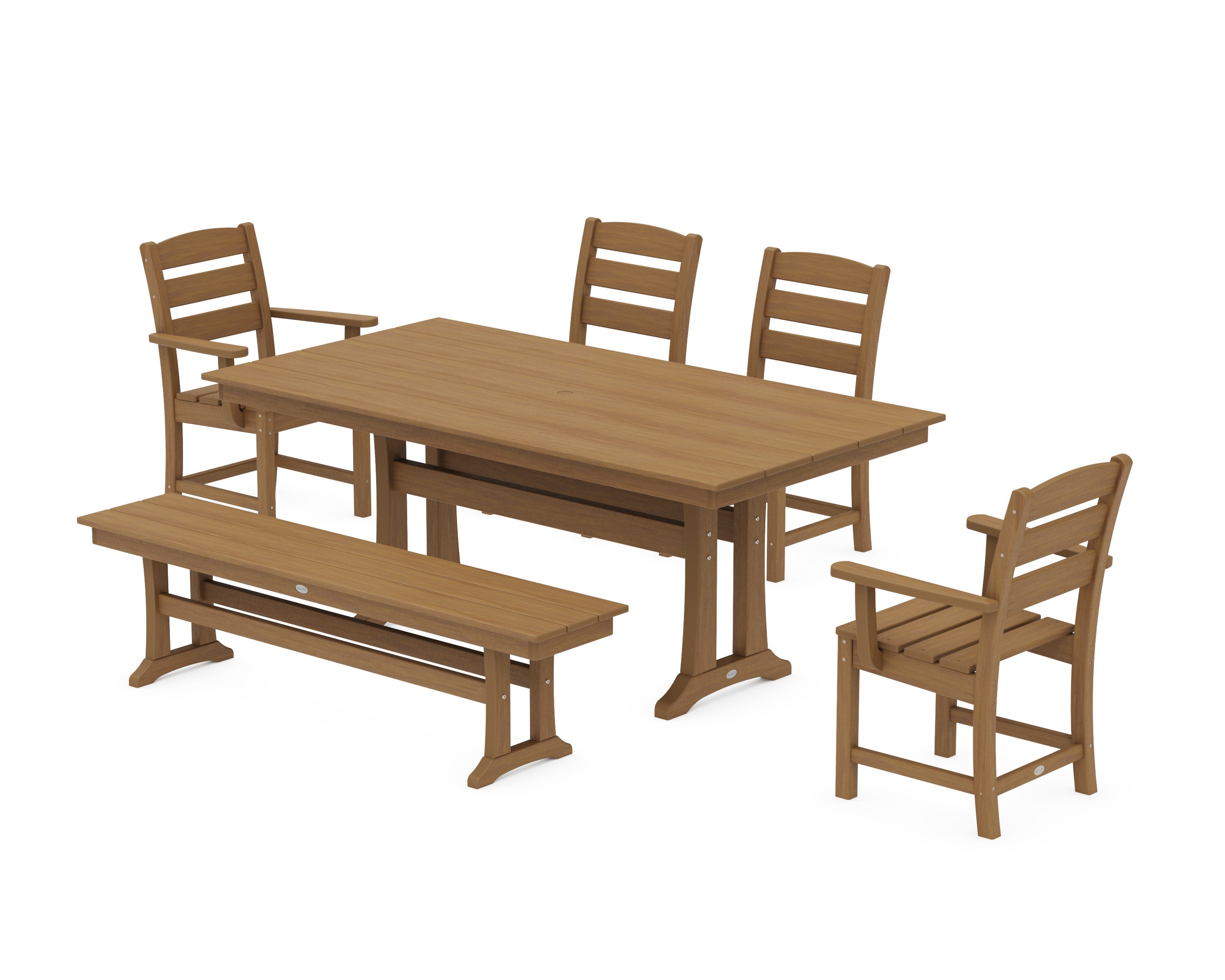 Lakeside 6-Piece Farmhouse Dining Set With Trestle Legs in Natural
