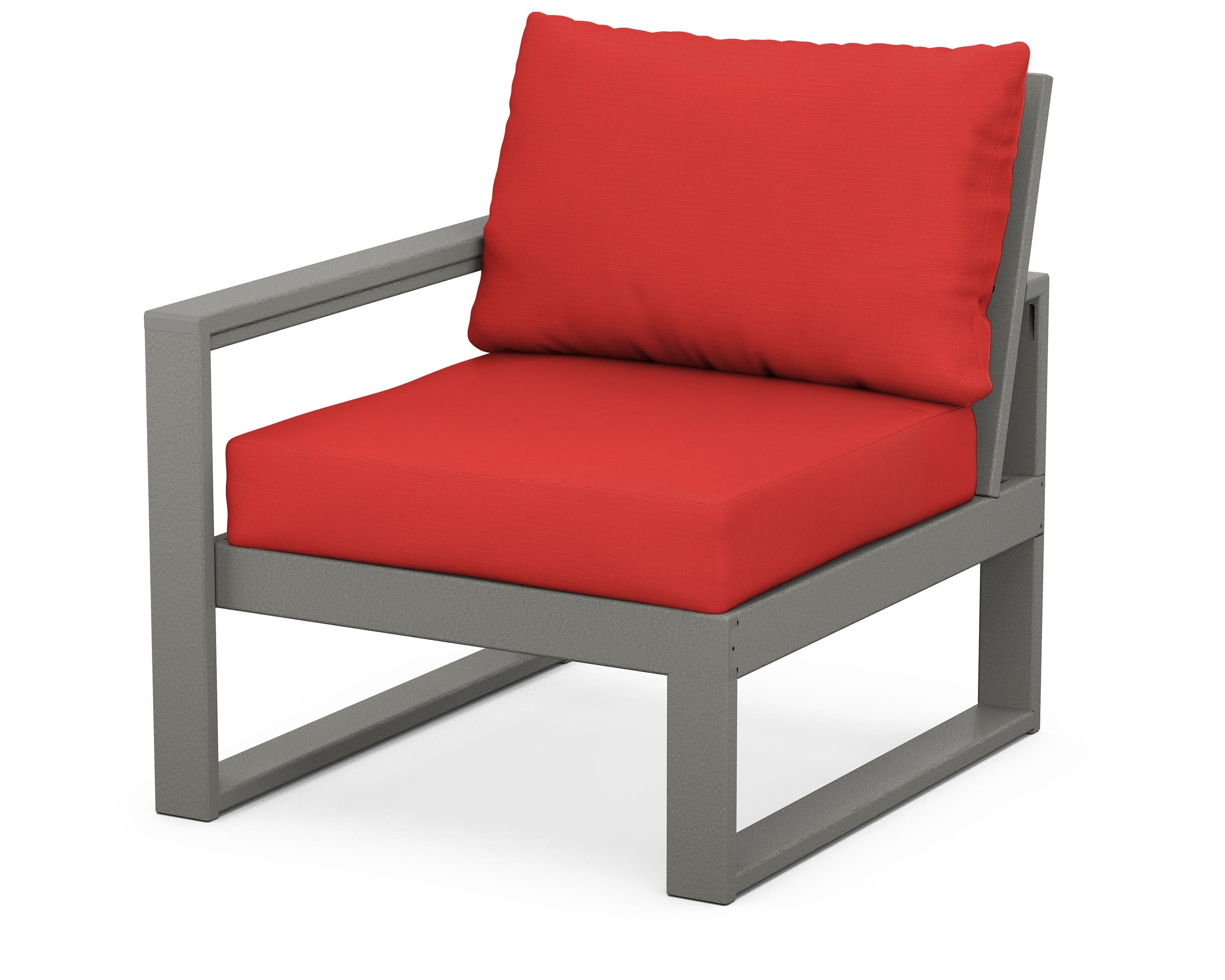 EDGE Modular Left Arm Chair in Slate Grey / Crimson Linen