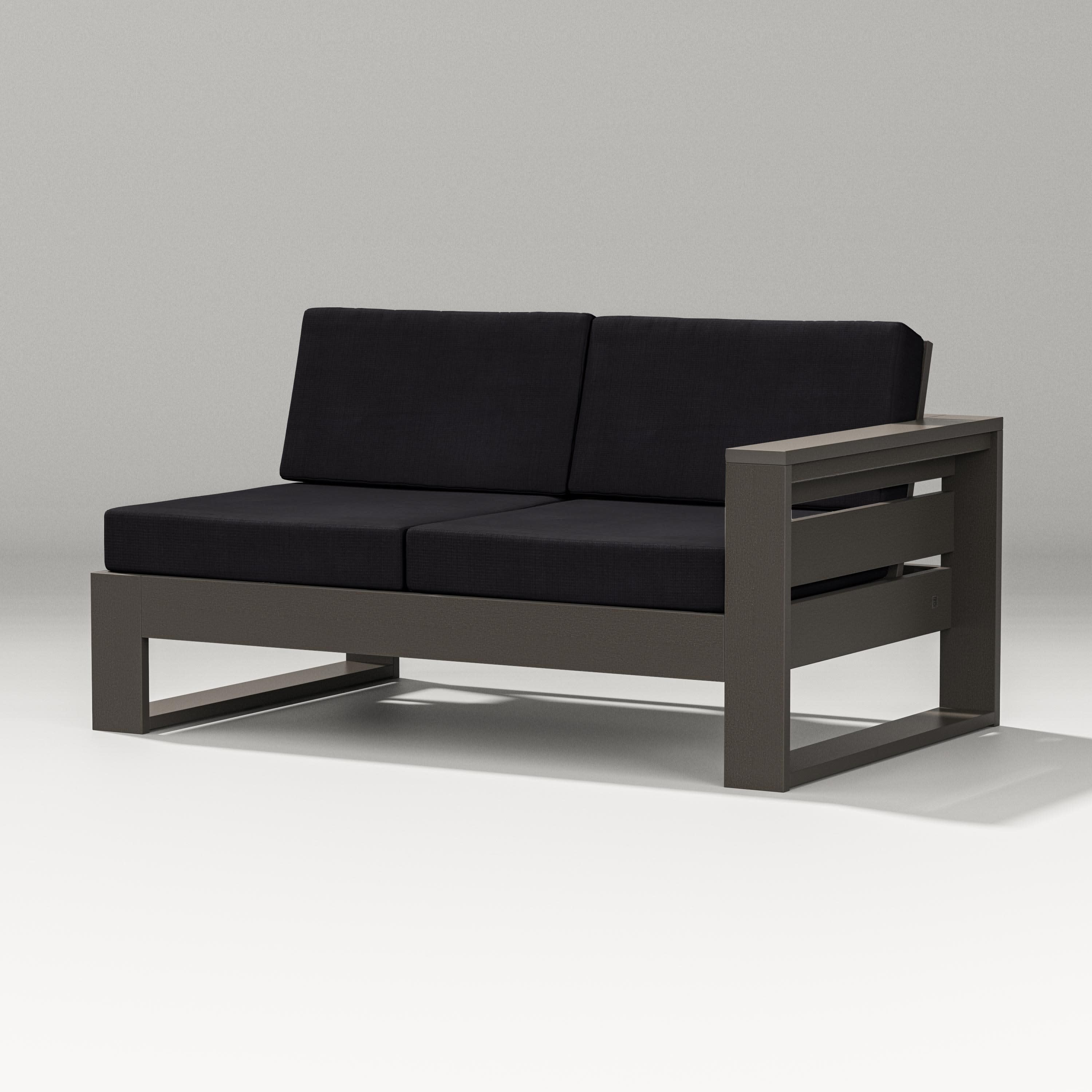 Latitude Modular Right Arm Loveseat in Vintage Coffee / Midnight Linen