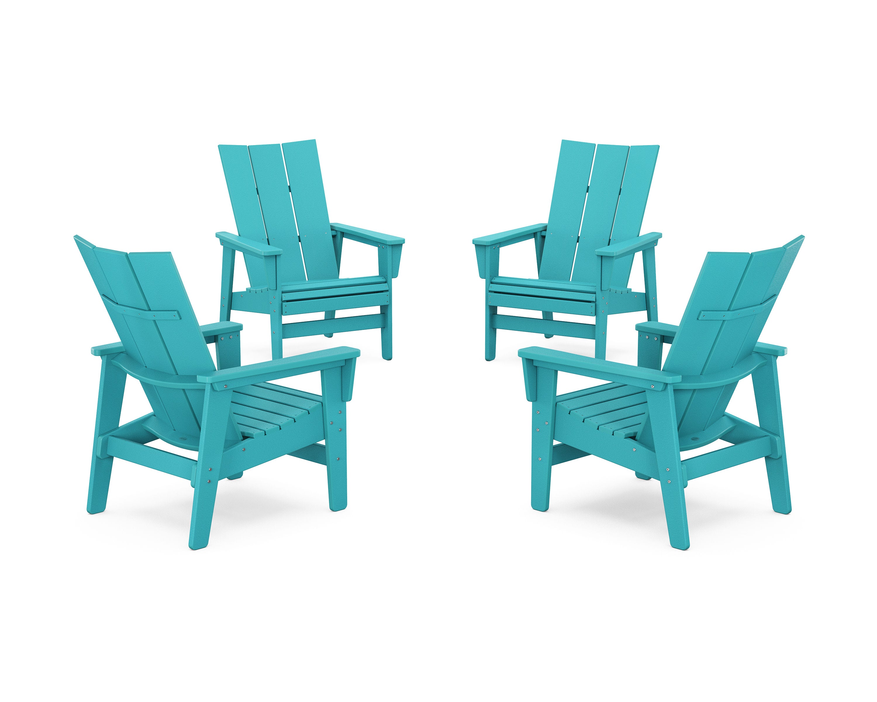 4-Piece Modern Grand Upright Adirondack Chair Conversation Set in Aruba