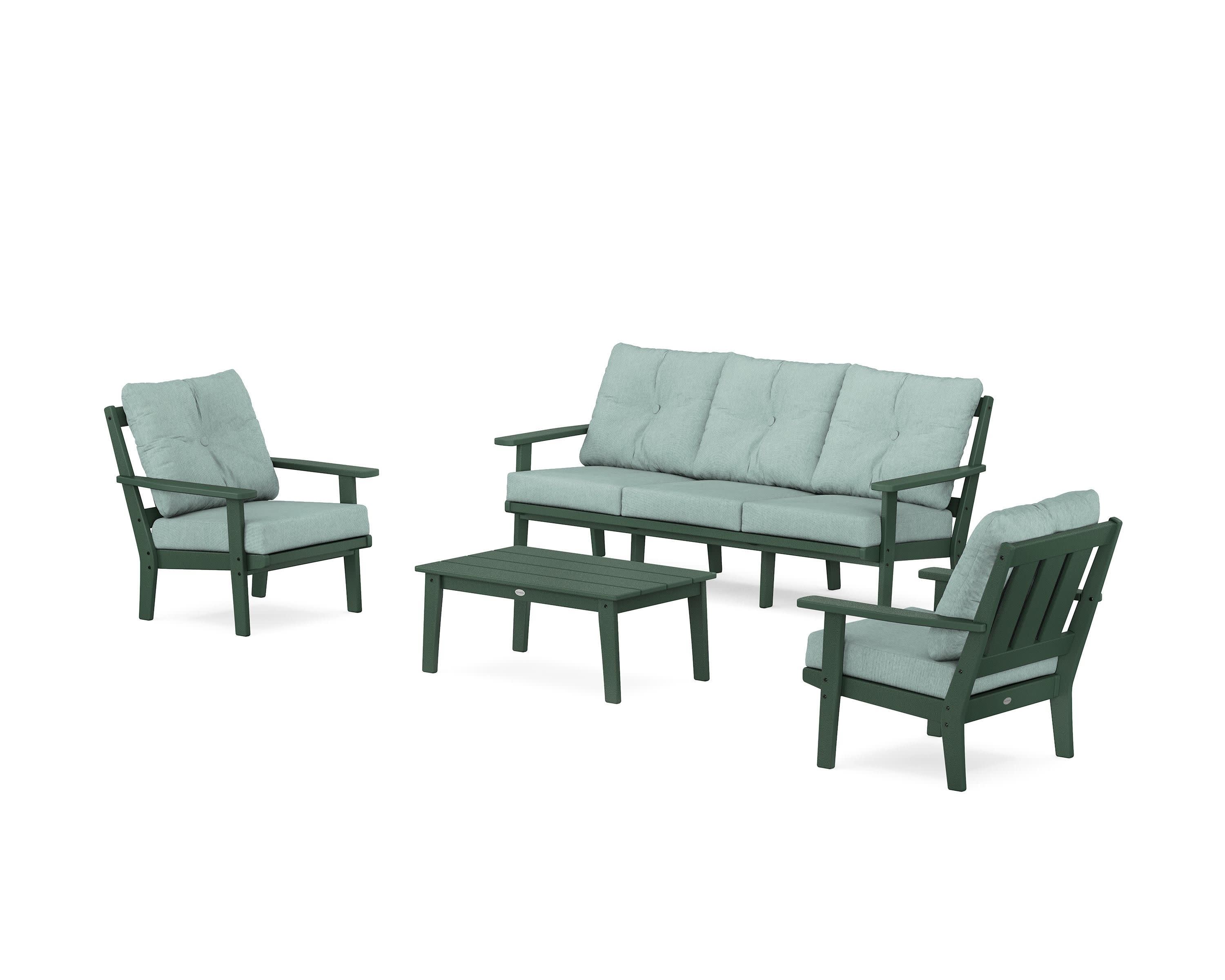 Oxford 4-Piece Deep Seating Set with Sofa in Green / Glacier Spa