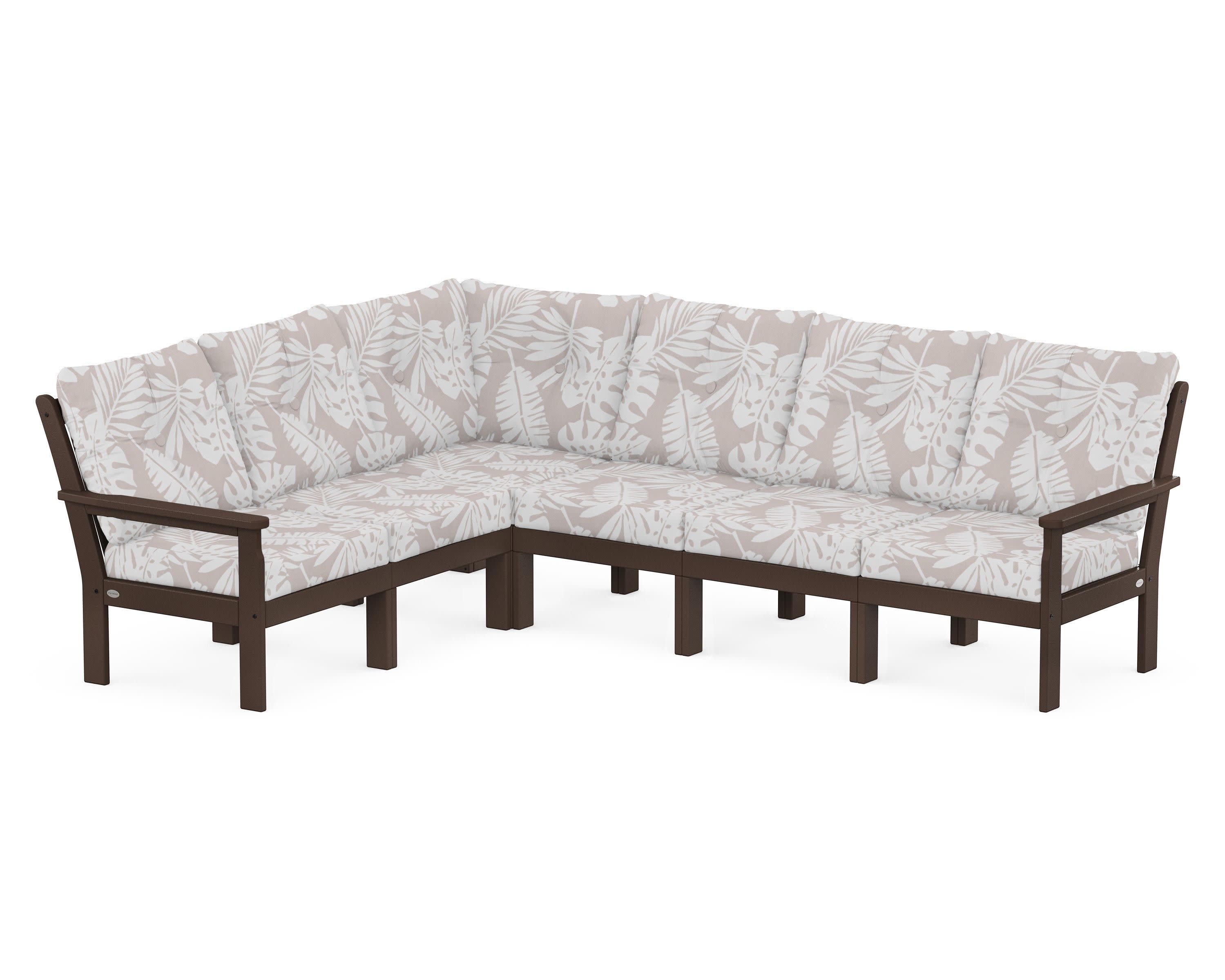Vineyard 6-Piece Sectional in Mahogany / Leaf Dune Burlap