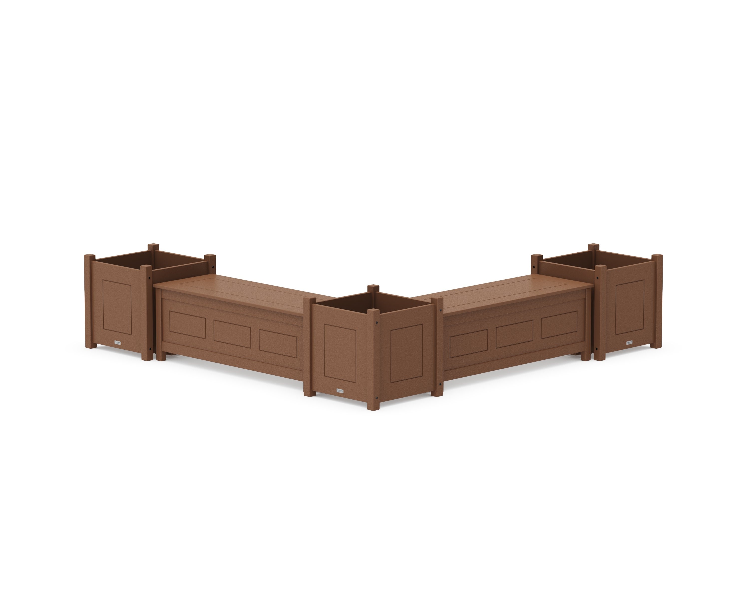 48" Country Living L- Shaped Planter Storage Bench Corner Set- Large in Teak