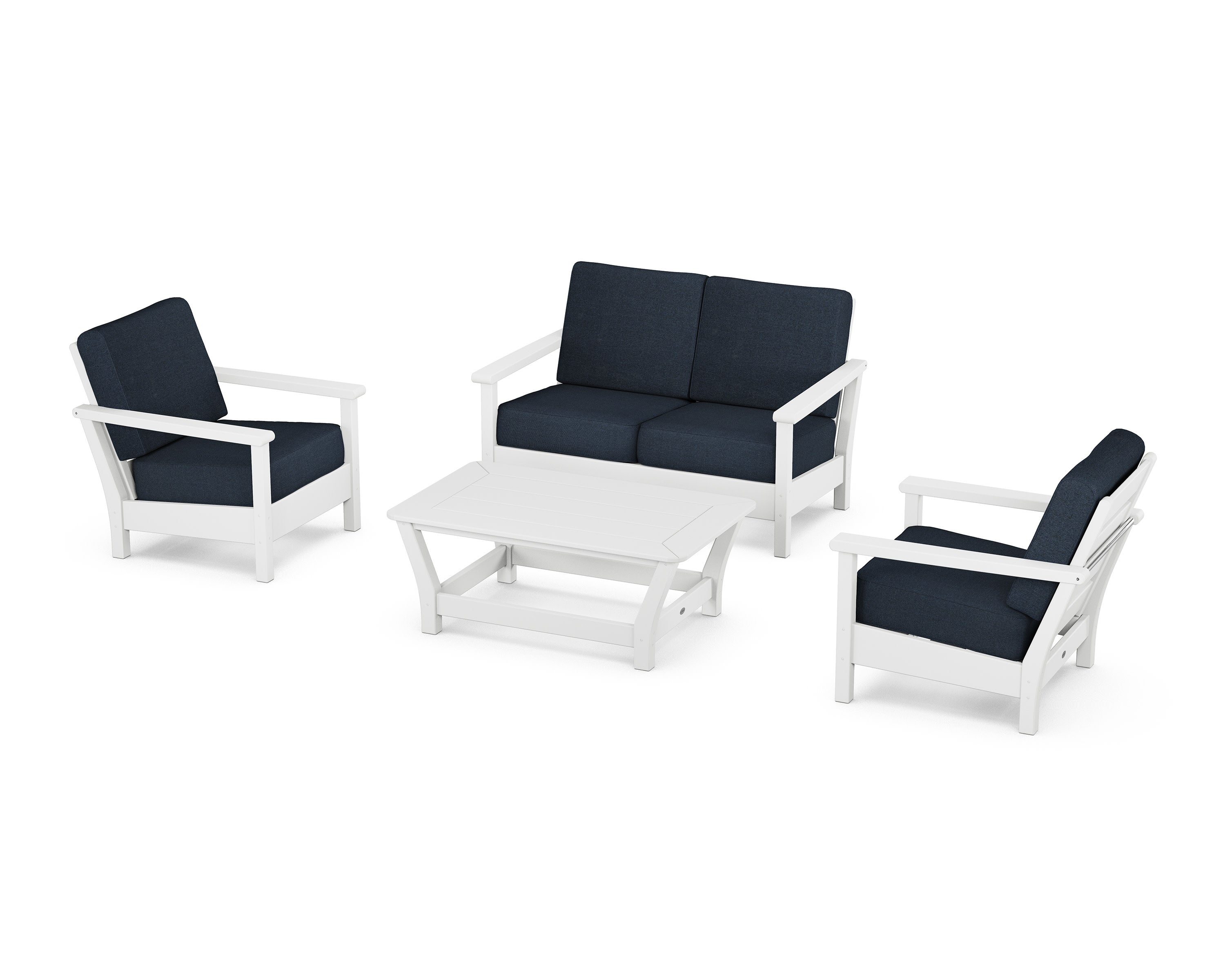 Harbour 4-Piece Deep Seating Set in White / Marine Indigo