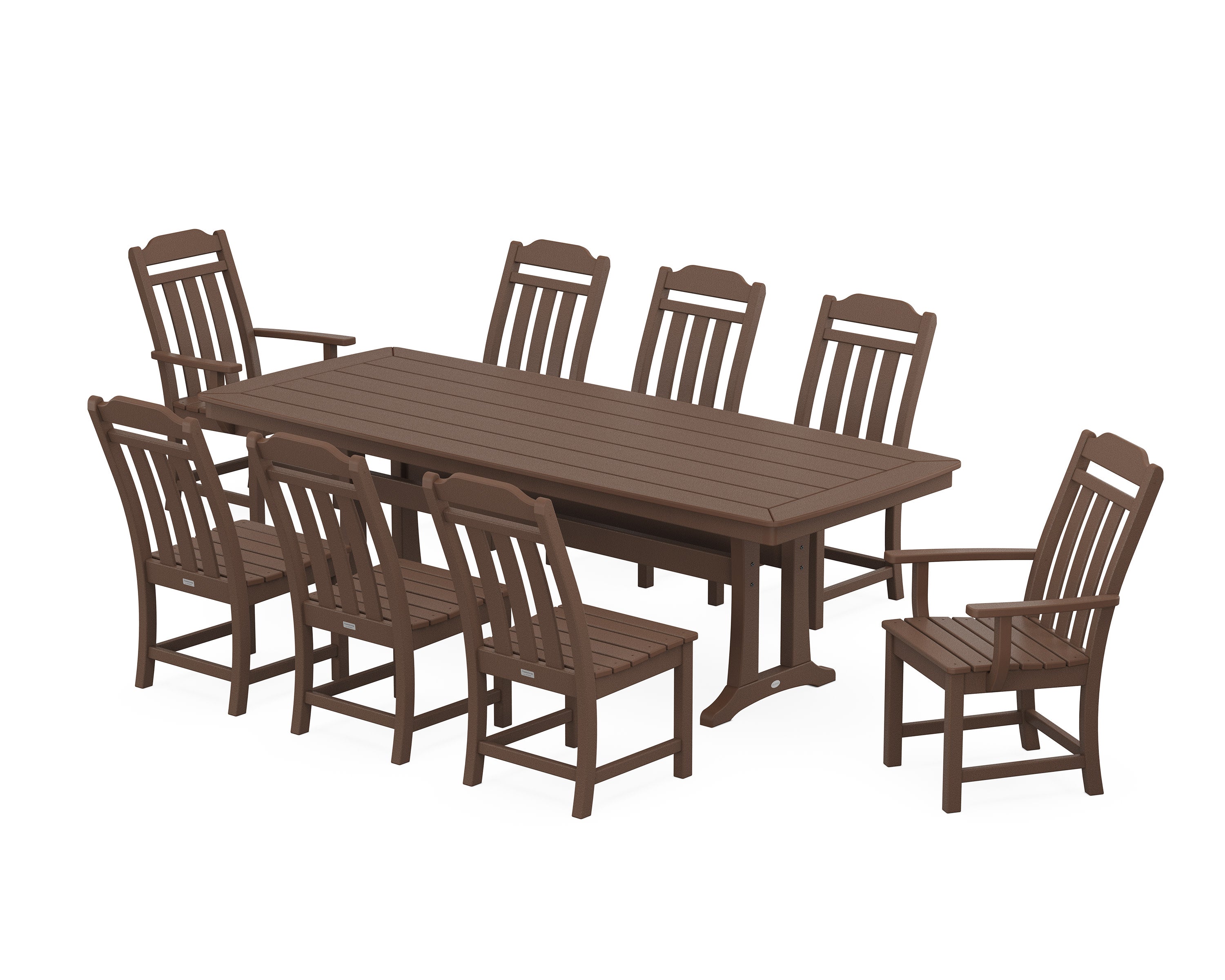 Cottage 9-Piece Dining Set with Trestle Legs in Mahogany