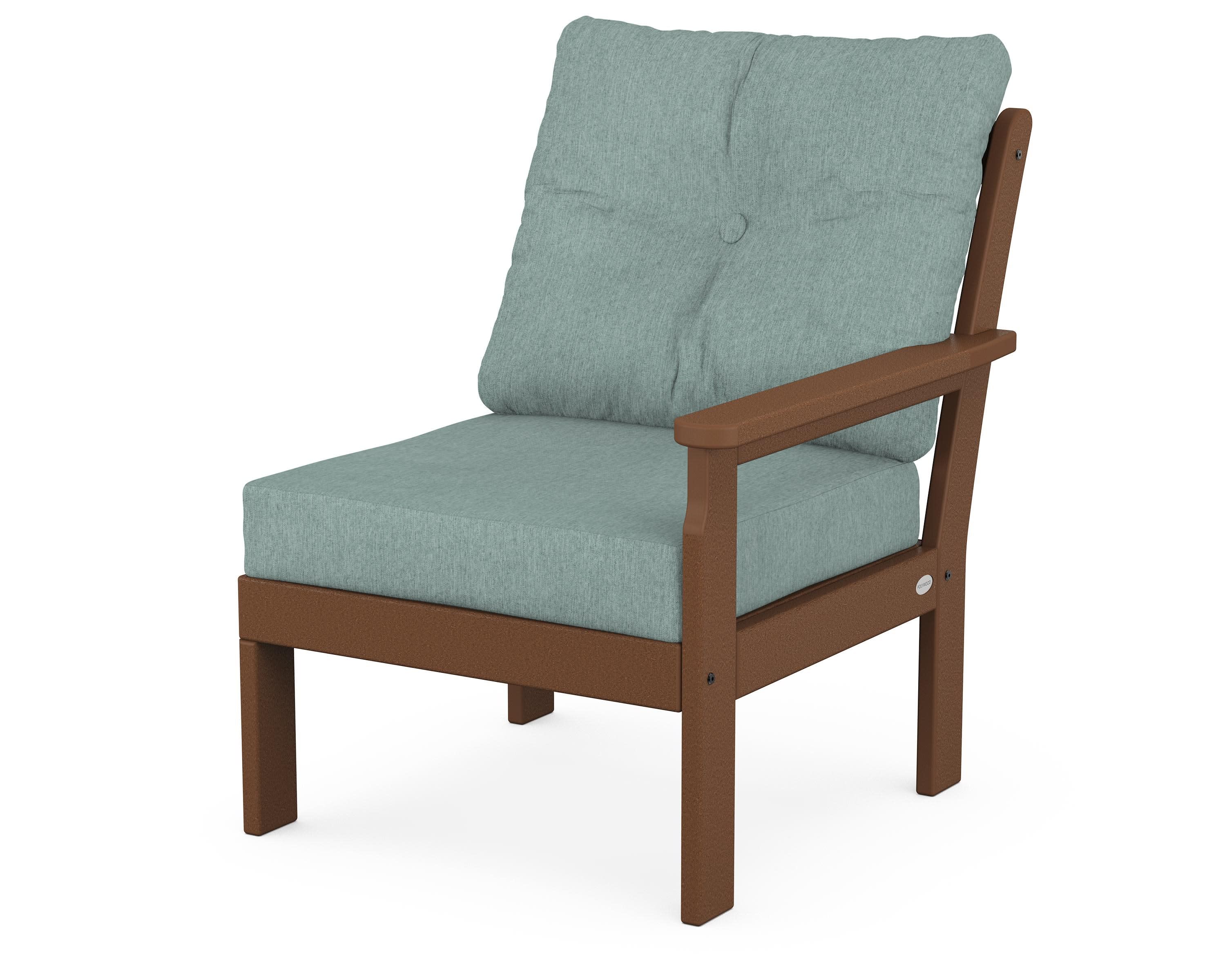 Vineyard Modular Right Arm Chair in Teak / Glacier Spa